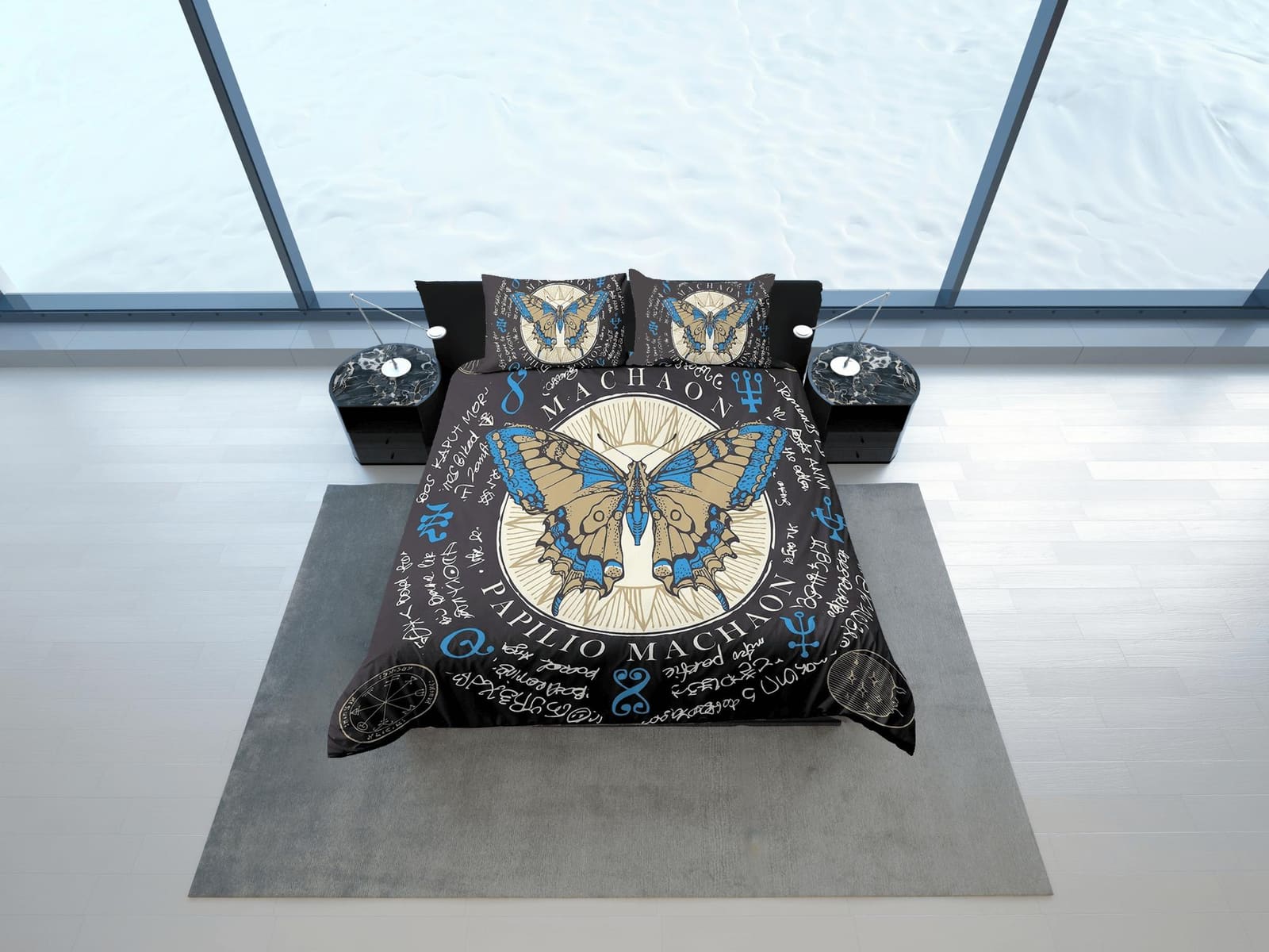 Mystical butterfly celestial bedding, witchy decor dorm bedding, aesthetic duvet, boho bedding set full king queen, gothic…