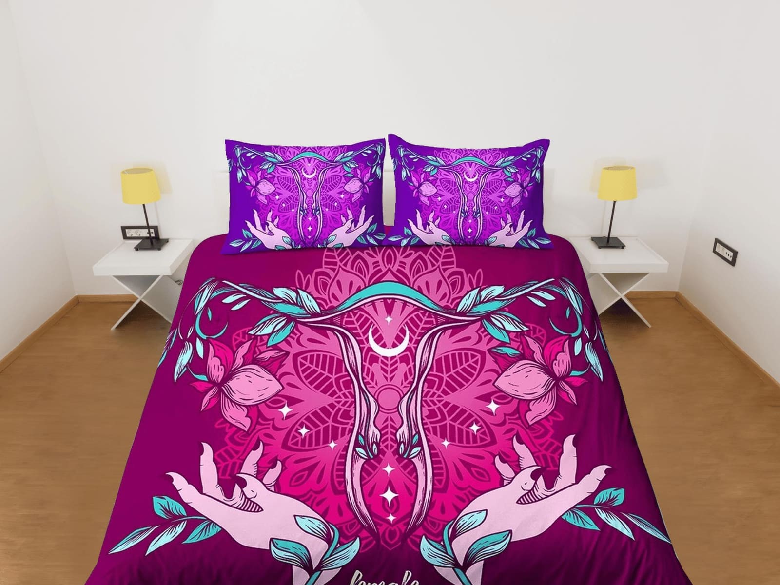 Mystical violet bedding, witchy decor dorm bedding, aesthetic duvet, boho bedding set full king queen, astrology gifts, go…