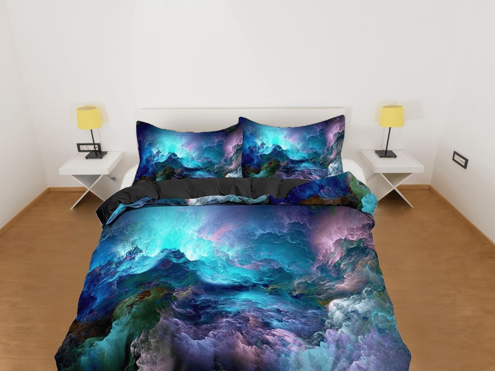 Nebula colorful galaxy bedding, outer space bedding set full, cosmic duvet cover king, queen, dorm bedding, toddler beddin…