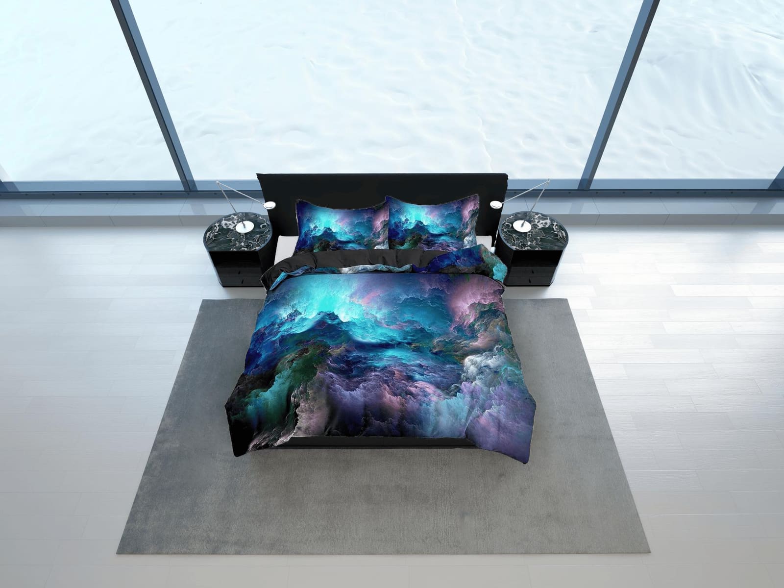 Nebula colorful galaxy bedding, outer space bedding set full, cosmic duvet cover king, queen, dorm bedding, toddler beddin…