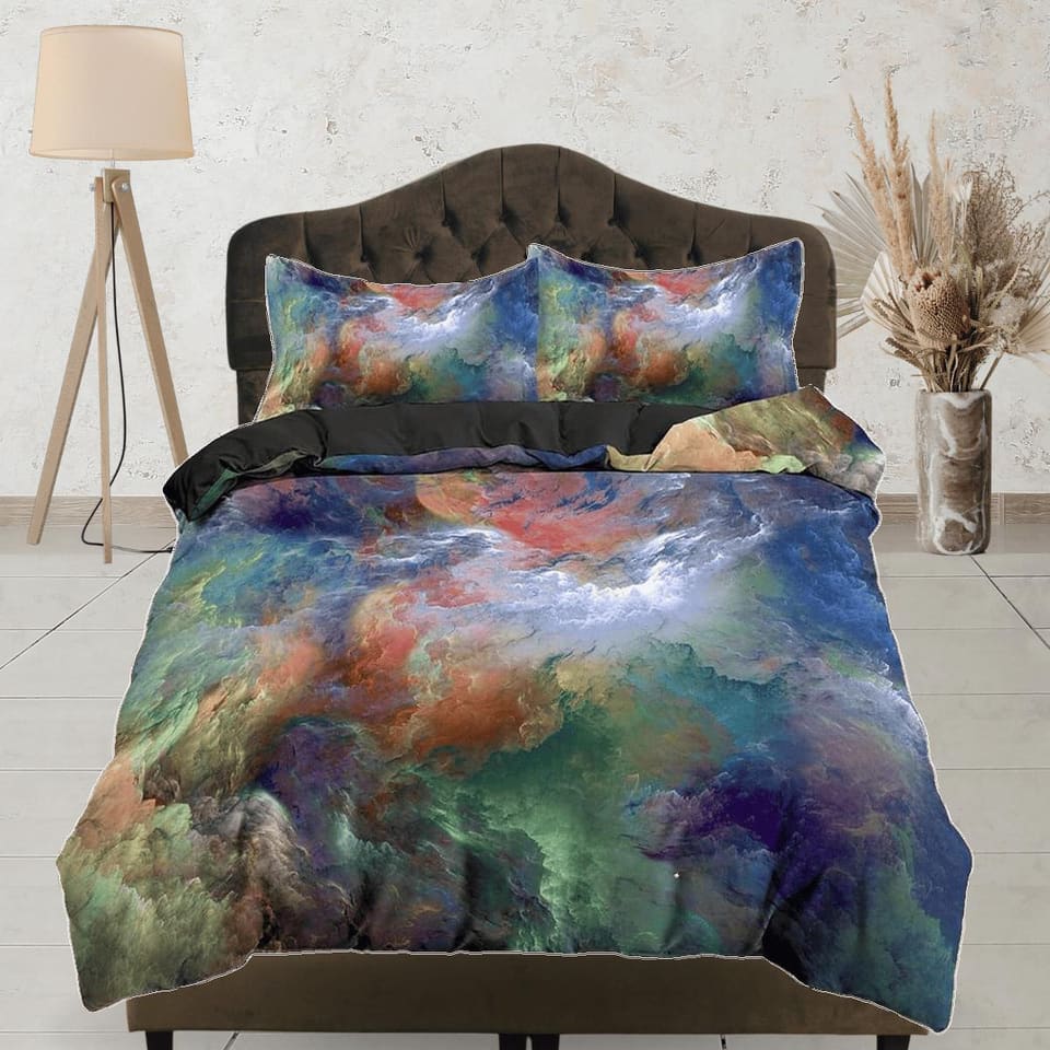 Nebula galaxy bedding, 3D outer space bedding set full, cosmic duvet cover king, queen, dorm bedding, toddler bedding aest…