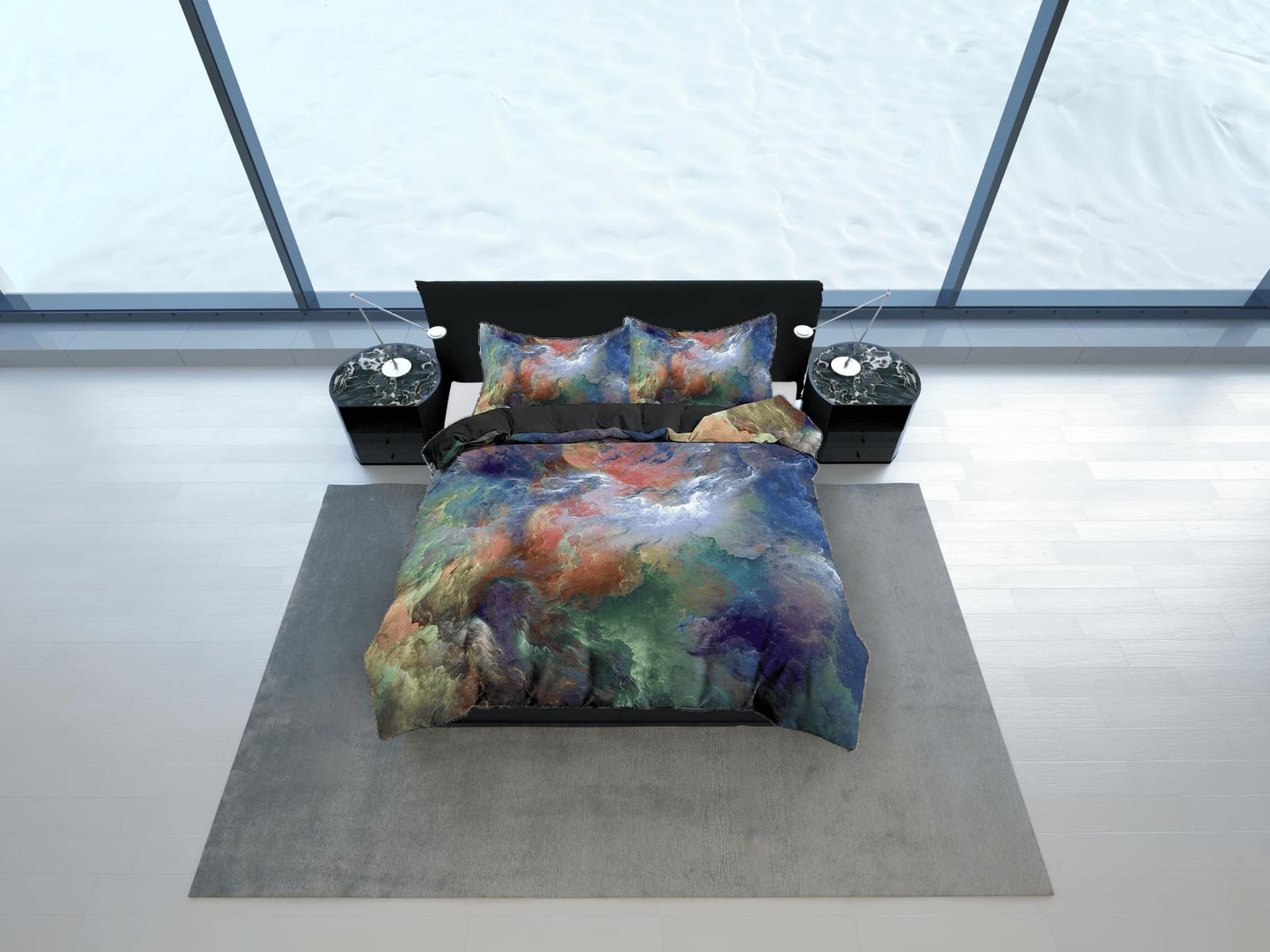 Nebula galaxy bedding, 3D outer space bedding set full, cosmic duvet cover king, queen, dorm bedding, toddler bedding aest…