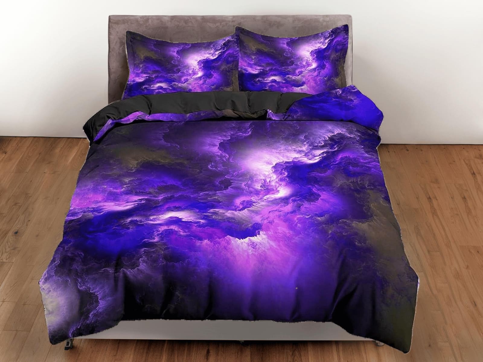 Nebula galaxy purple bedding, 3d outer space bedding set full, cosmic duvet cover king, queen, dorm bedding, toddler beddi…