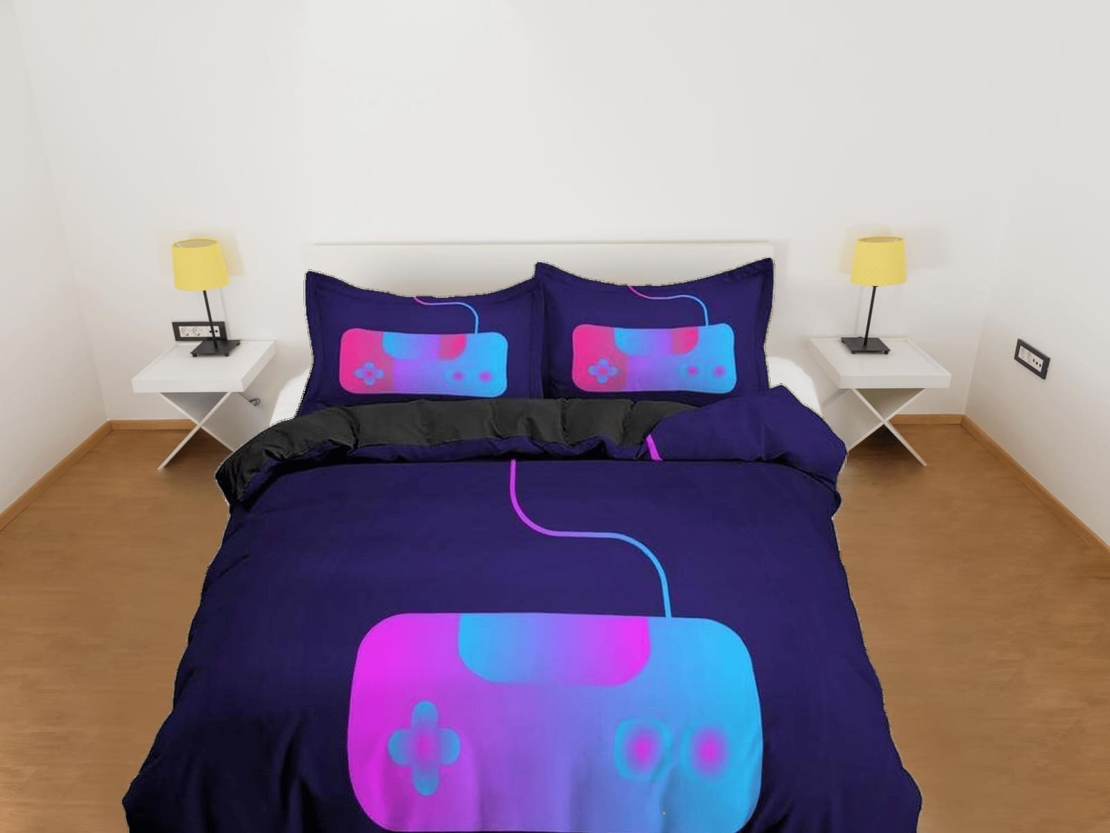 Neon controller gamer bedding purple duvet cover, video gamer boyfriend gift bedding set full king queen twin, boys bedroo…