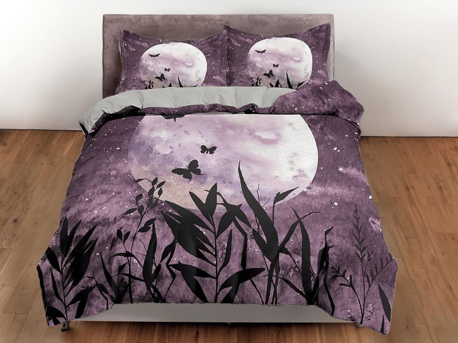 Night butterfly moon duvet cover set galaxy bedding, space bedding set full, duvet cover king, queen, dorm bedding, toddle…