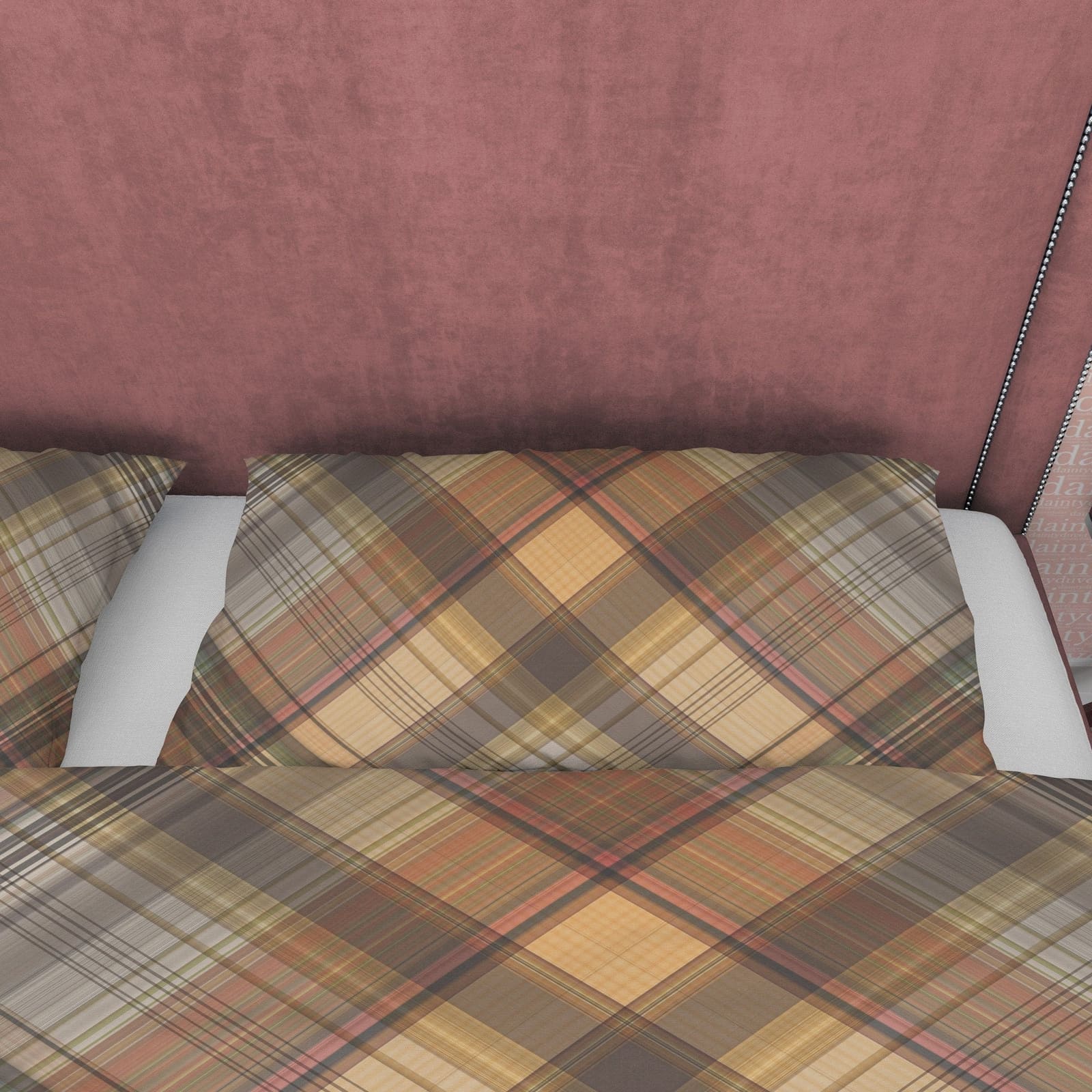 Nude Color Plaid Duvet Cover Checkered Geometric Bedding, Modern Farmhouse Rustic Bedroom Set, Tartan Quilt Cover, Brown G…