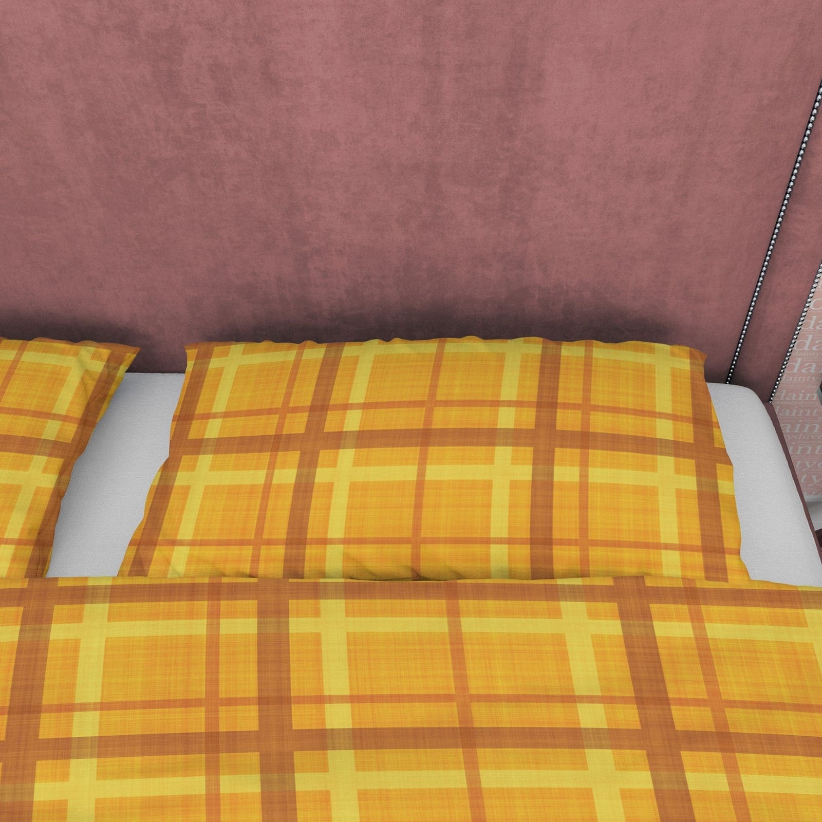 Orange Yellow Checkered Duvet Cover, Plaid Geometric Bedding Modern Farmhouse Rustic Bedroom Set, Tartan Quilt Cover, Beds…