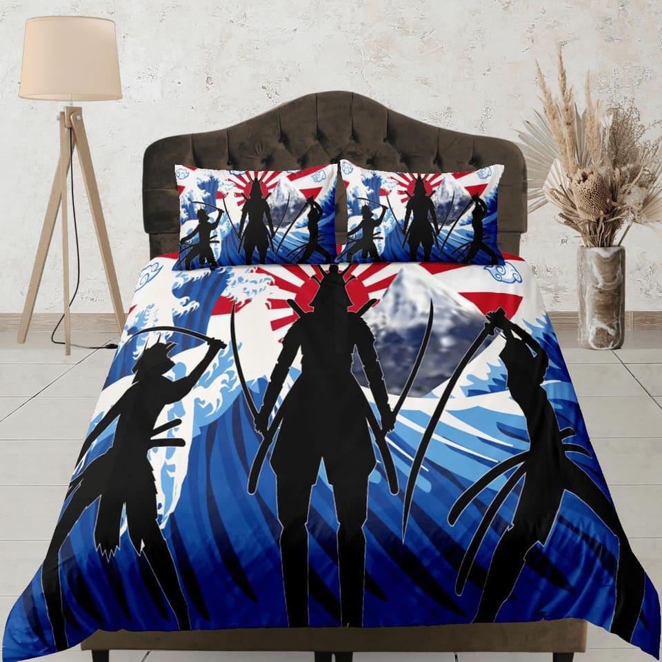 Oriental bedding, hero fighters, japanese duvet cover set for king, queen, full, twin, single, toddler bed, bedding for bo…