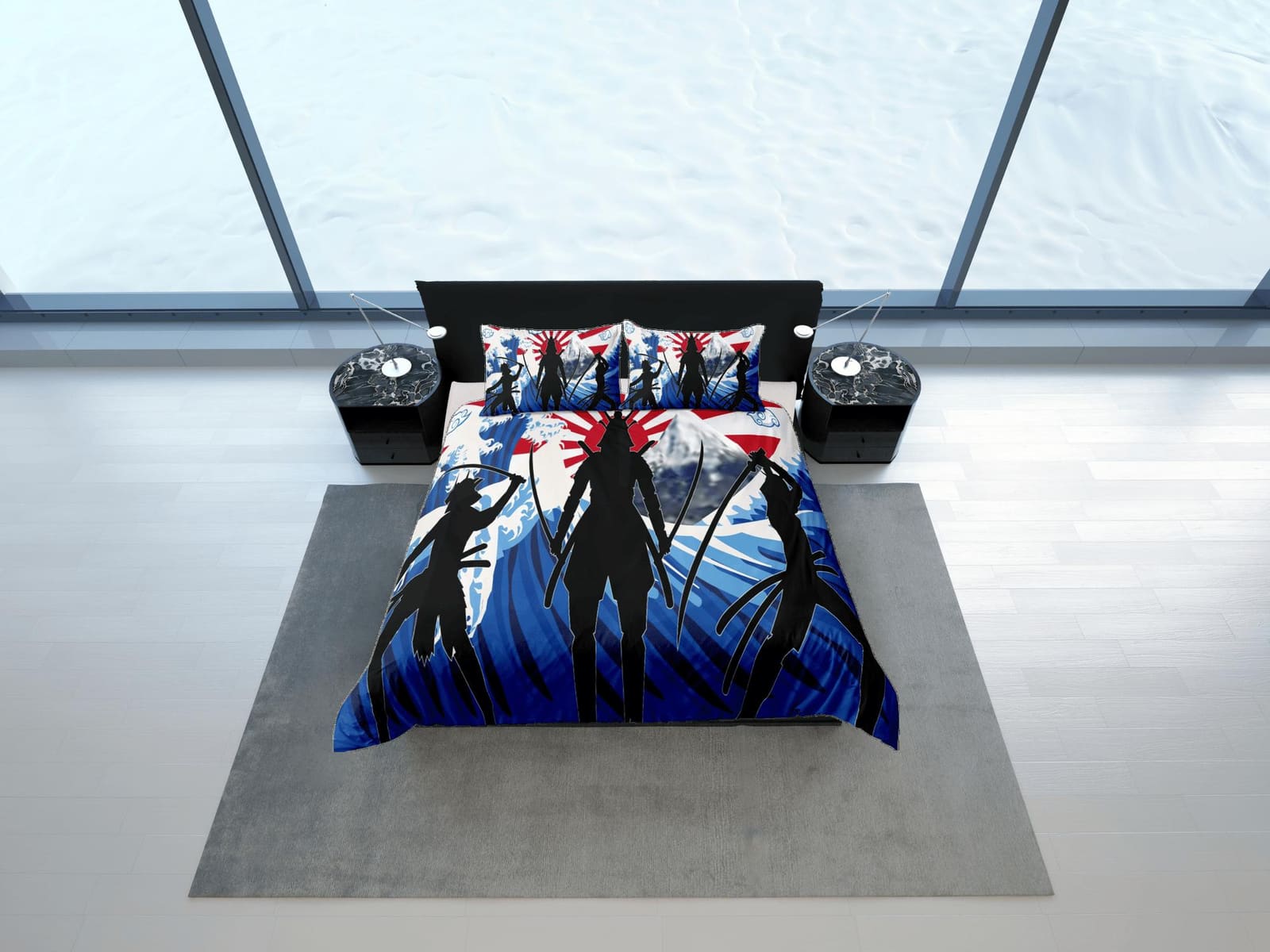 Oriental bedding, hero fighters, japanese duvet cover set for king, queen, full, twin, single, toddler bed, bedding for bo…