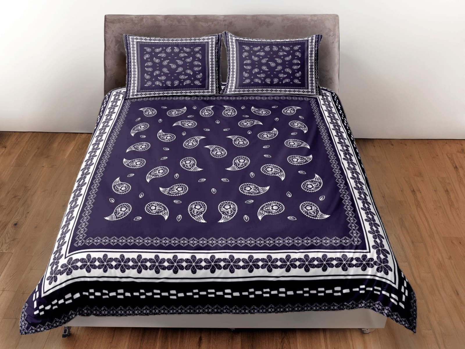 Paisley prints purple duvet cover set, aesthetic room decor bedding set full, king, queen size, abstract boho bedspread, l…