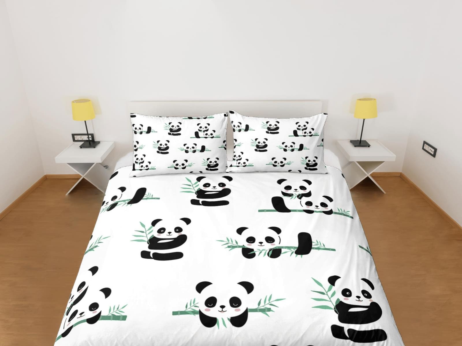 Panda and bamboo duvet cover kids, bedding set full, king, queen, dorm bedding, toddler bedding, aesthetic bedspread, pand…