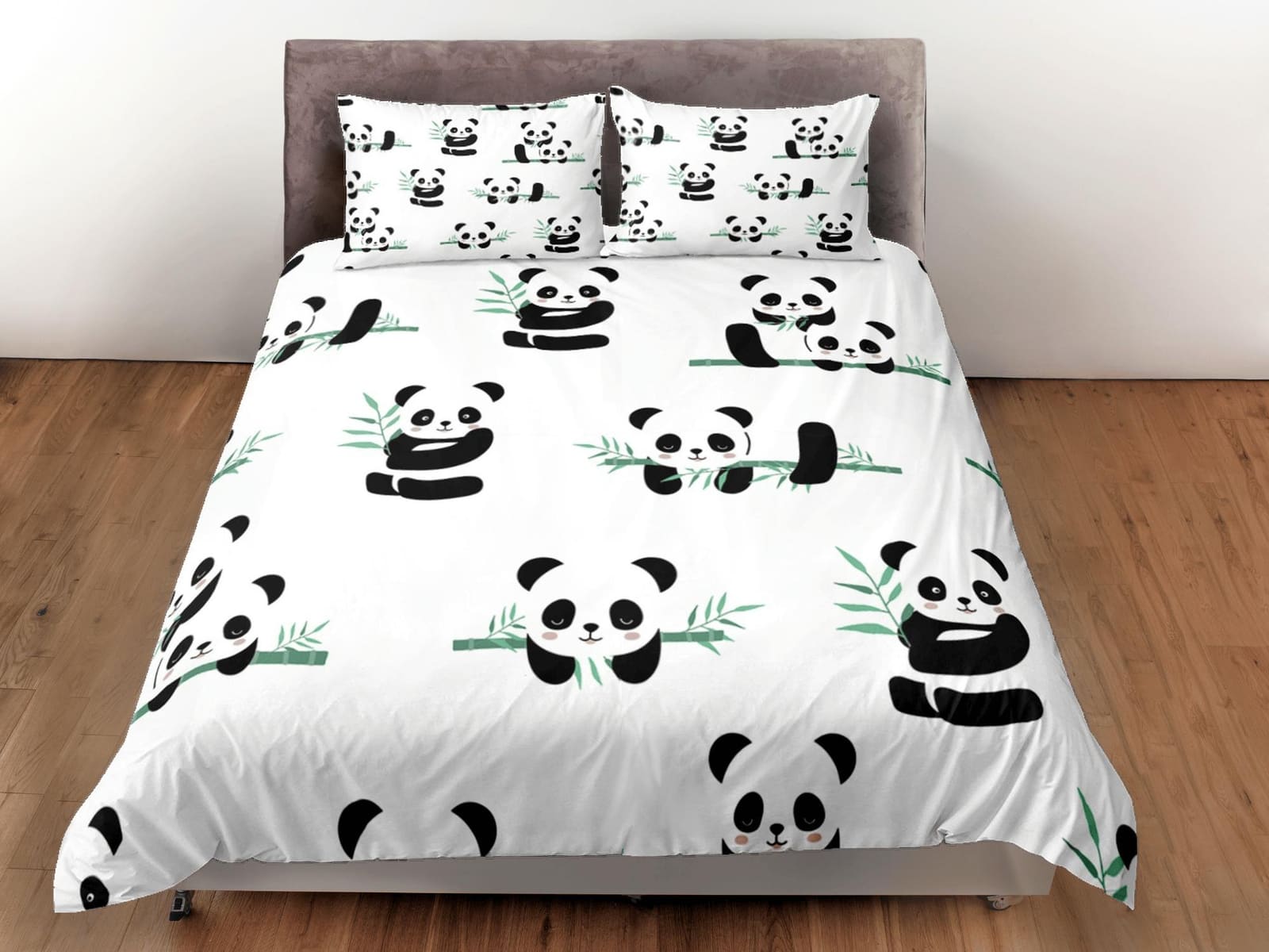 Panda and bamboo duvet cover kids, bedding set full, king, queen, dorm bedding, toddler bedding, aesthetic bedspread, pand…