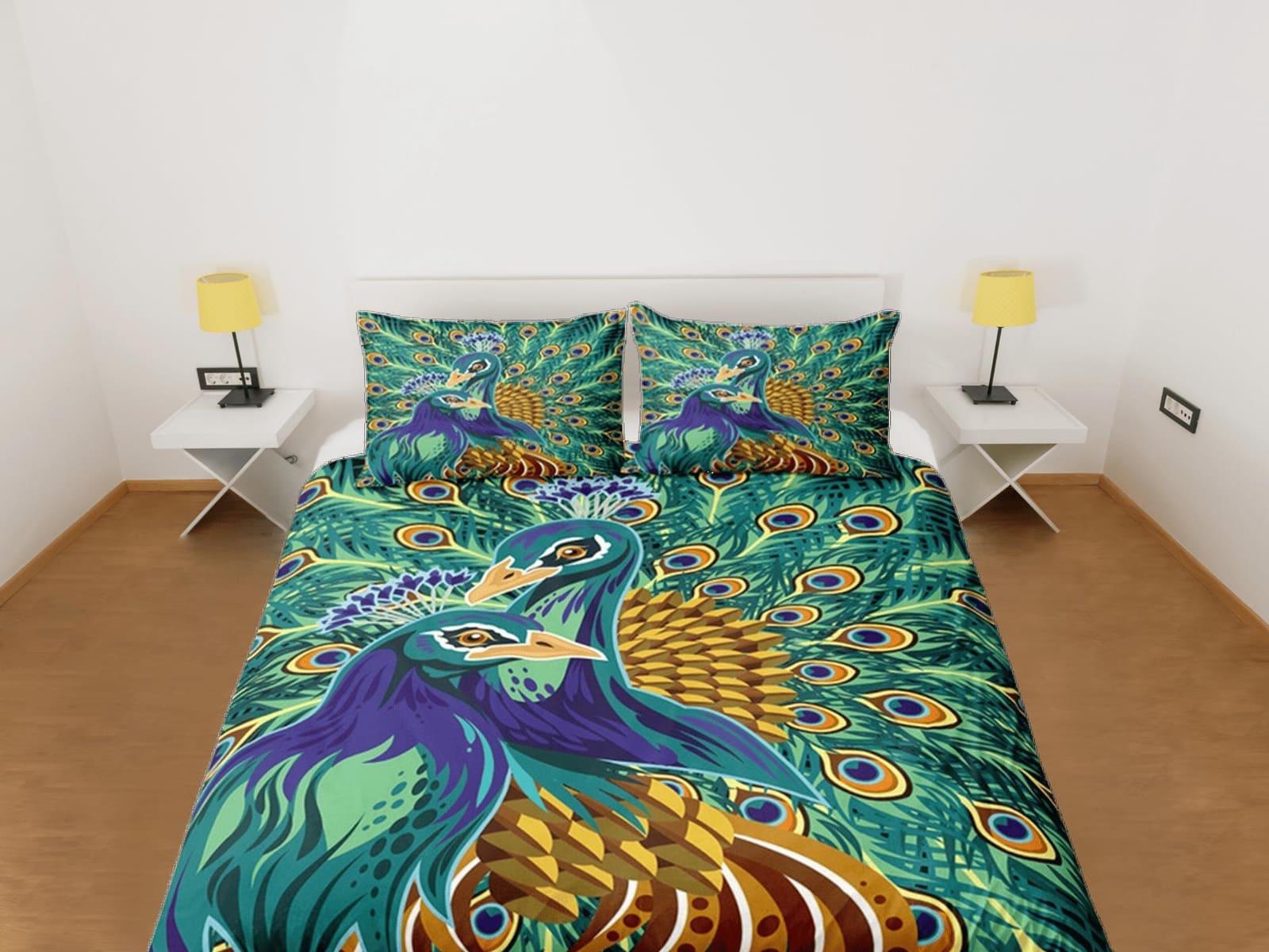 Peacock Duvet Cover Set Unique Dorm Bedding with Pillowcase, Single Bedding Double