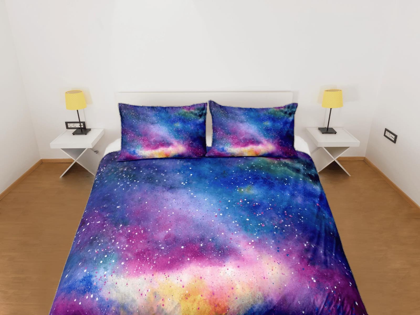 Pink blue galaxy bedding, 3D outer space bedding set full, cosmic duvet cover king, queen, dorm bedding, toddler bedding a…
