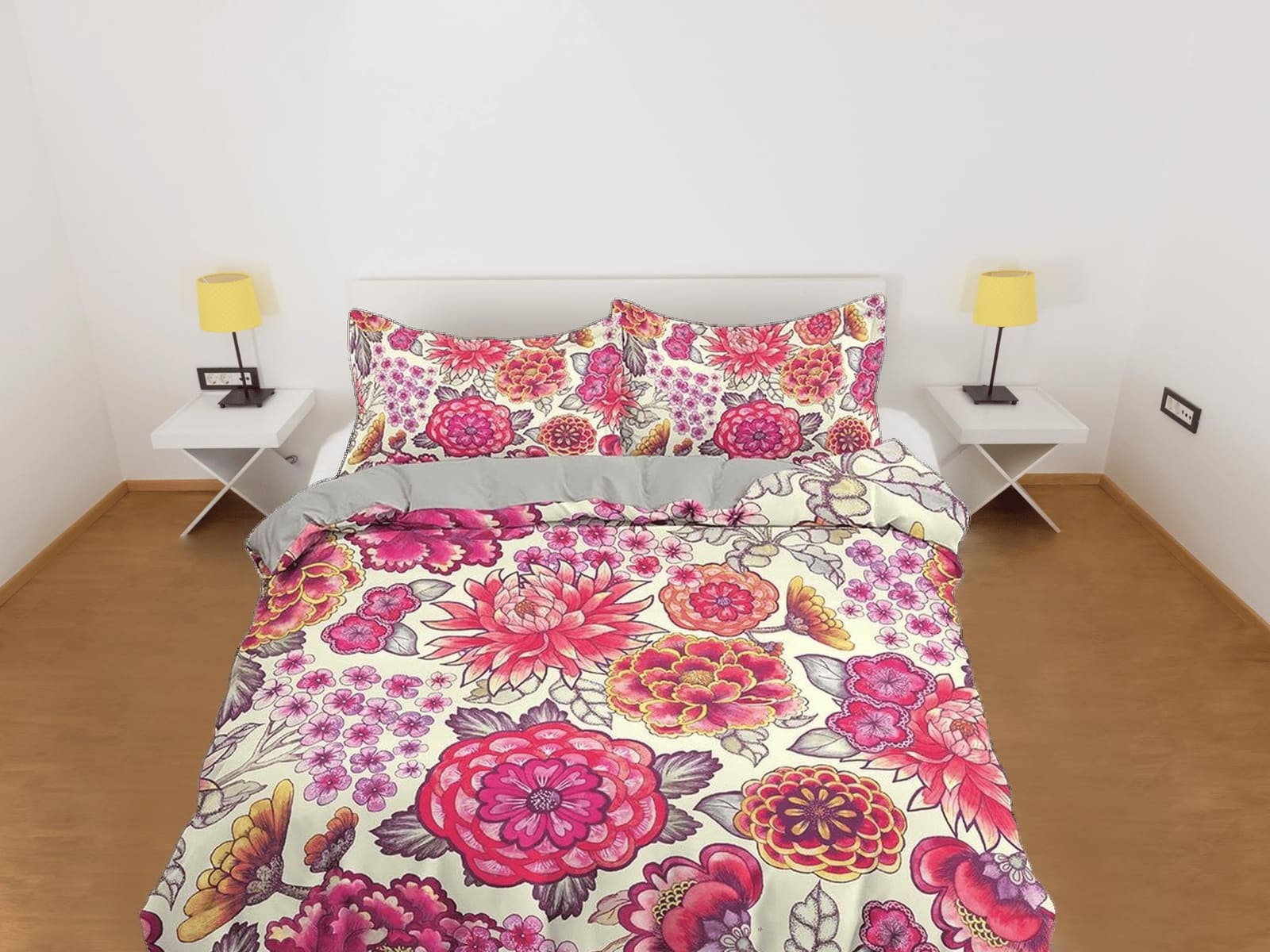 Pink camelia floral duvet cover colorful bedding, teen girl bedroom, baby girl crib bedding boho maximalist bedspread aest…
