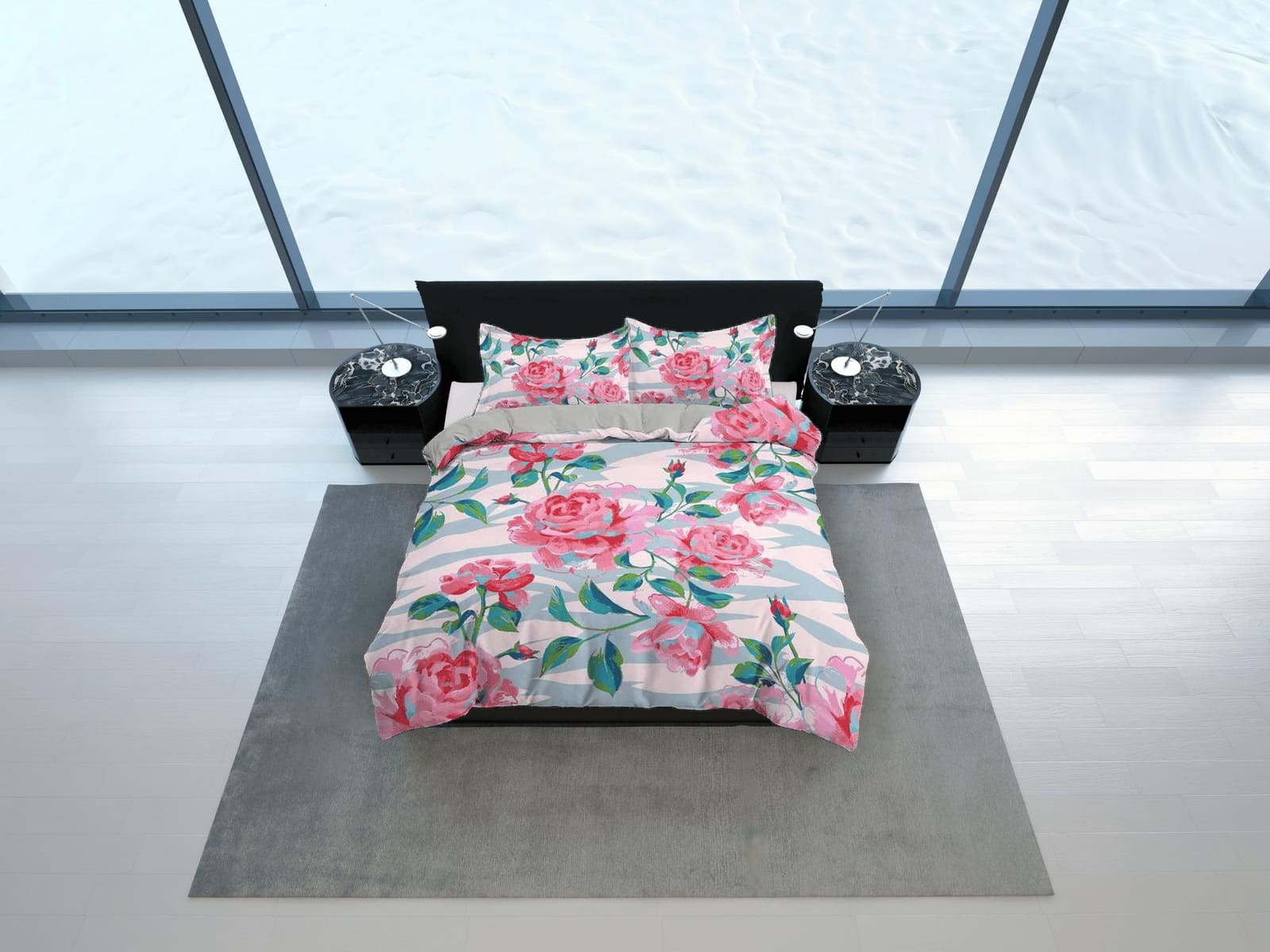 Pink carnation floral duvet cover colorful bedding, teen girl bedroom, baby girl crib bedding boho maximalist bedspread ae…