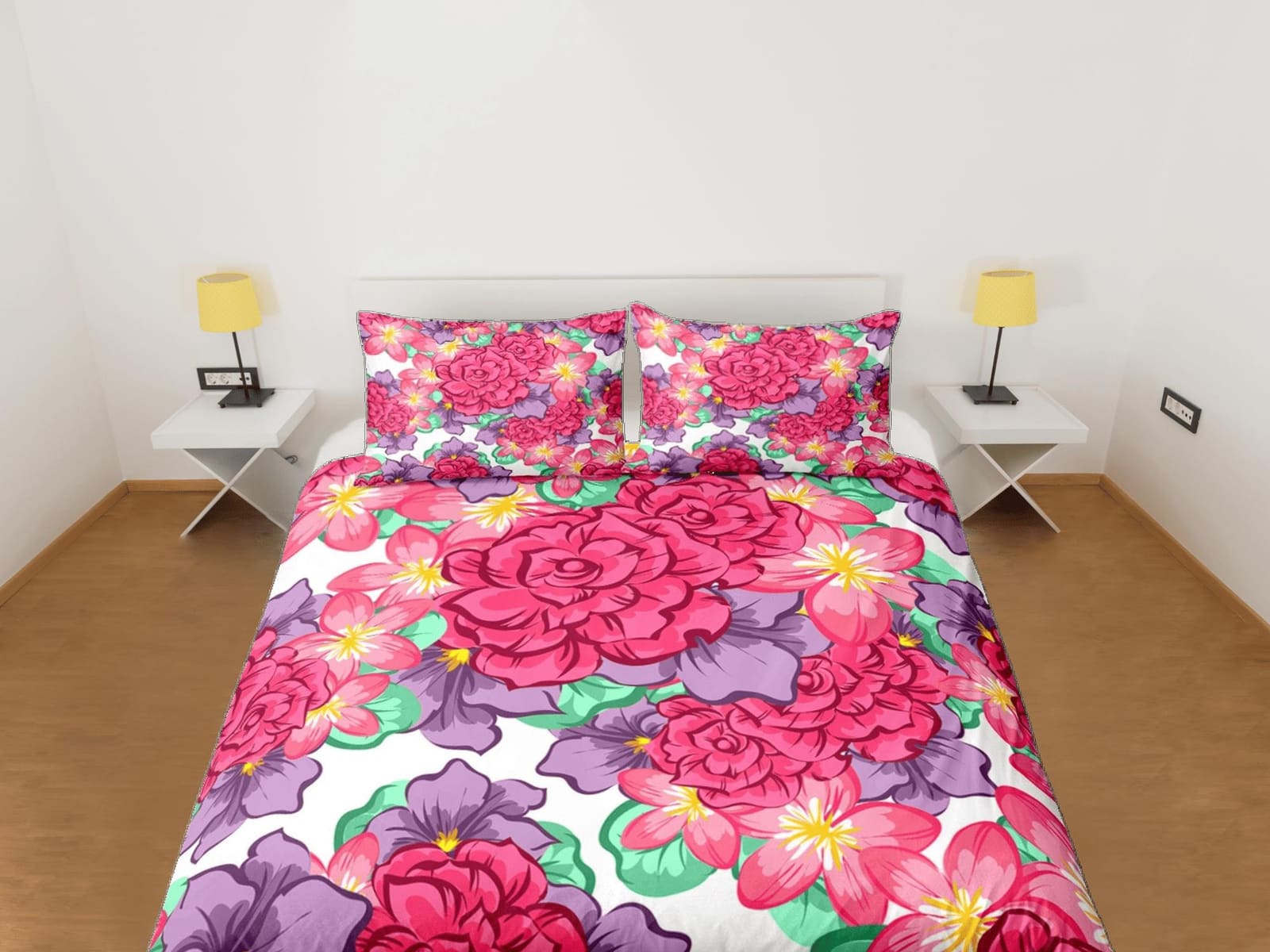 Pink floral bedding, unique adult duvet cover queen, king, boho duvet, designer bedding, aesthetic bedding, maximalist dec…