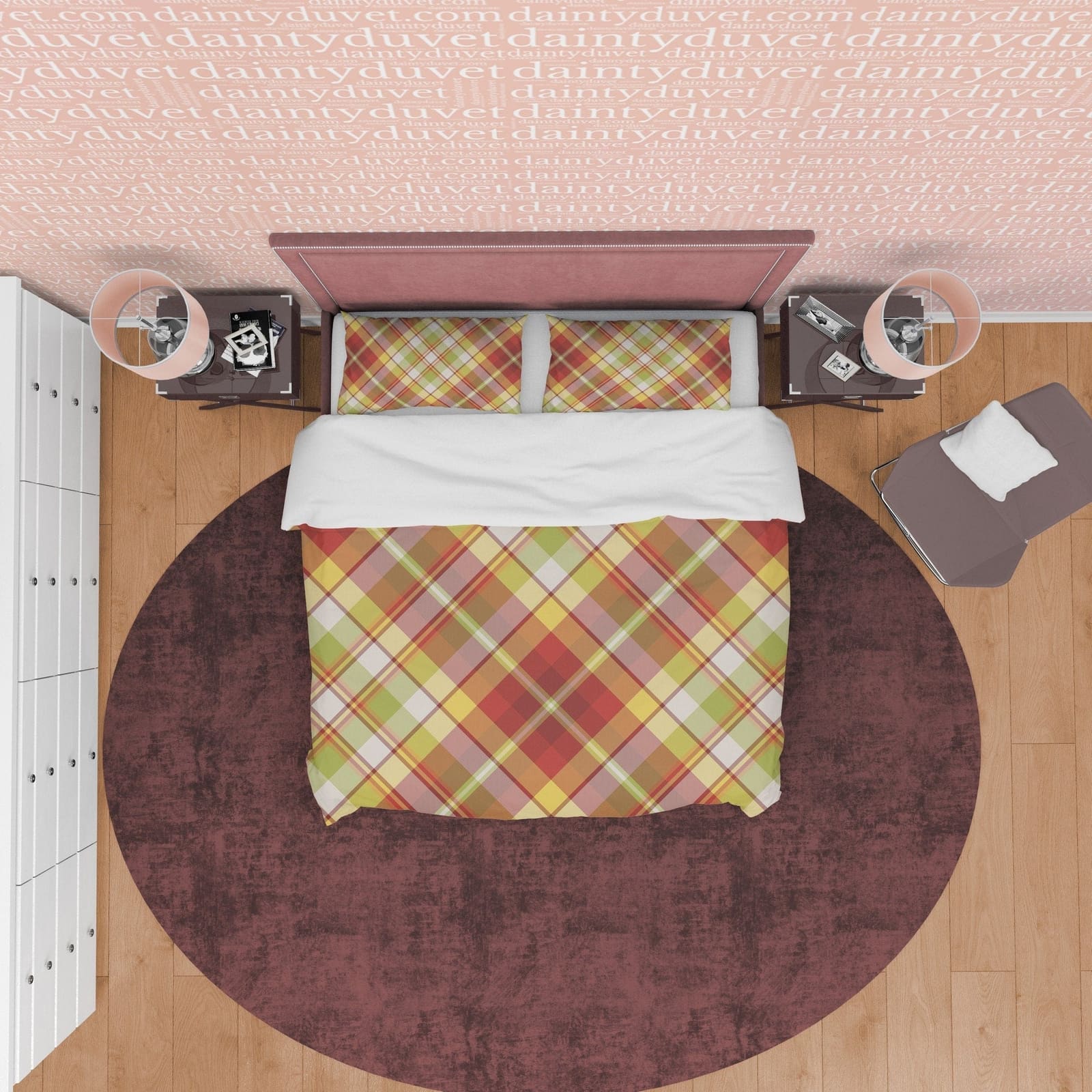 Plaid Bedding Green Red Checkered Duvet Cover, Modern Farmhouse Rustic Bedroom Set, Geometric Tartan Quilt Cover, Autumn B…