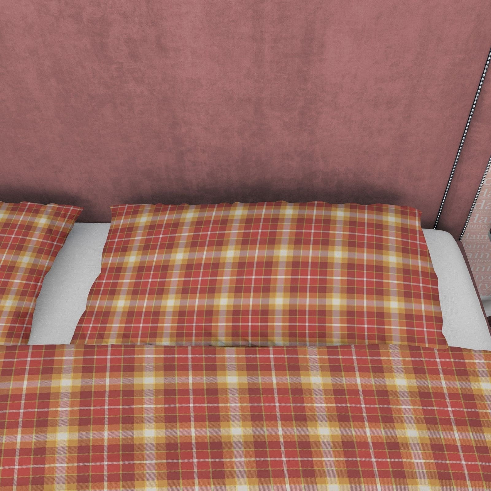 Plaid Brown Red Bedding Checkered Duvet Cover, Square Geometric Blanket Cover Modern Farmhouse Rustic Bedroom Set, Tartan…