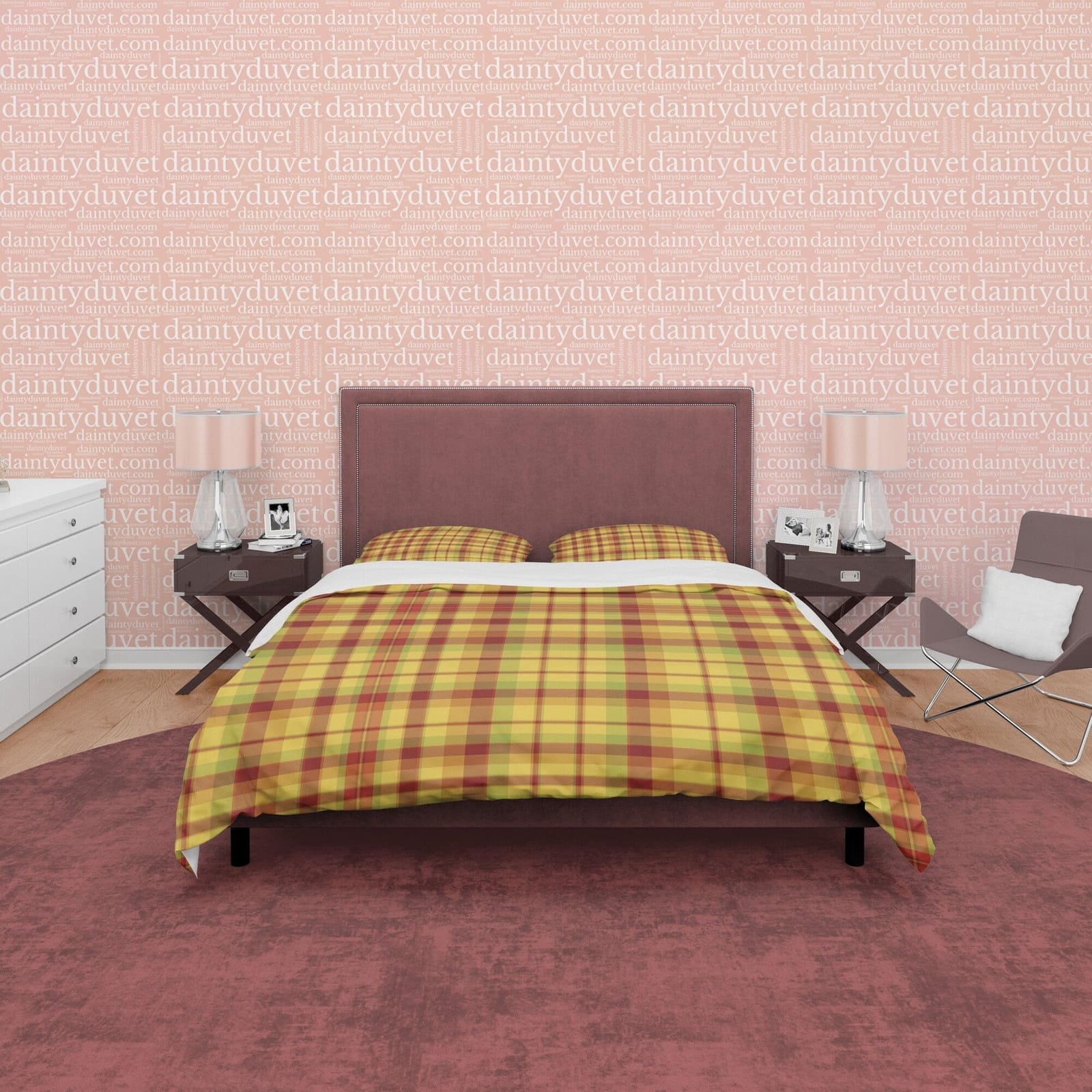 Plaid Yellow Brown Bedding Checkered Duvet Cover, Geometric Modern Farmhouse Rustic Bedroom Set, Bedspread Autumn Color, T…