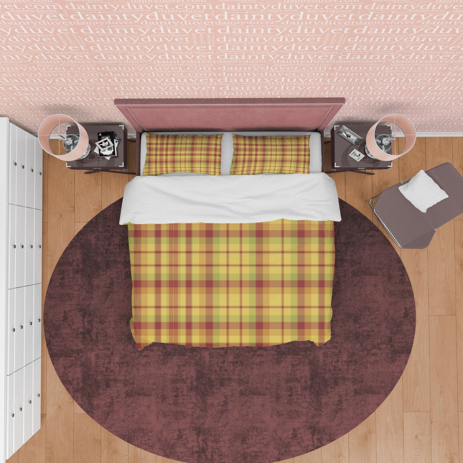 Plaid Yellow Brown Bedding Checkered Duvet Cover, Geometric Modern Farmhouse Rustic Bedroom Set, Bedspread Autumn Color, T…