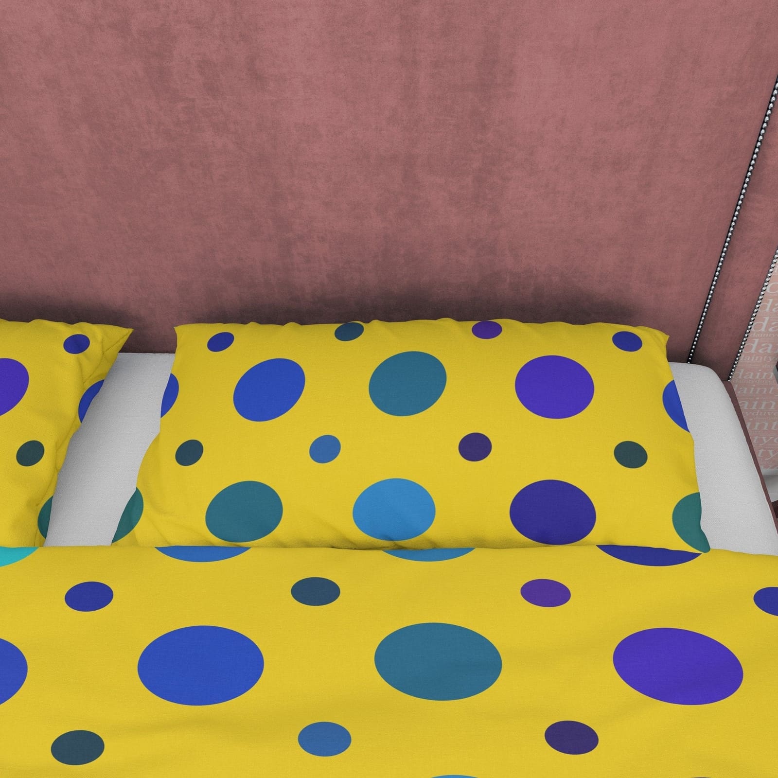 Polka Dot Duvet Cover Geometric Bedding, Blue Dotted Quilt Cover, Yellow Blanket Cover Mid Century Modern Bedroom Set, Col…