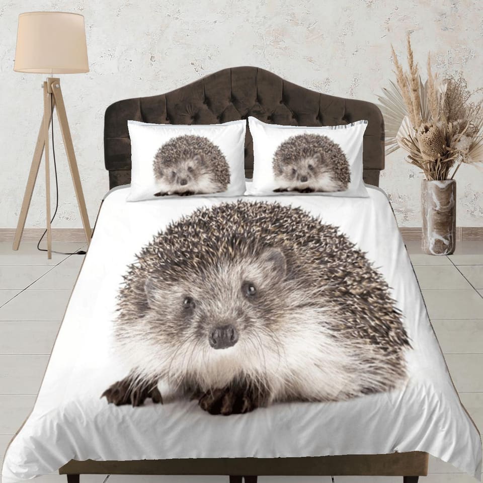 Porcupine Duvet Cover Set Cute Bedspread Dorm Bedding Set with Pillowcase, King Duvet Cover Full, Queen Duvet Comforter Be…
