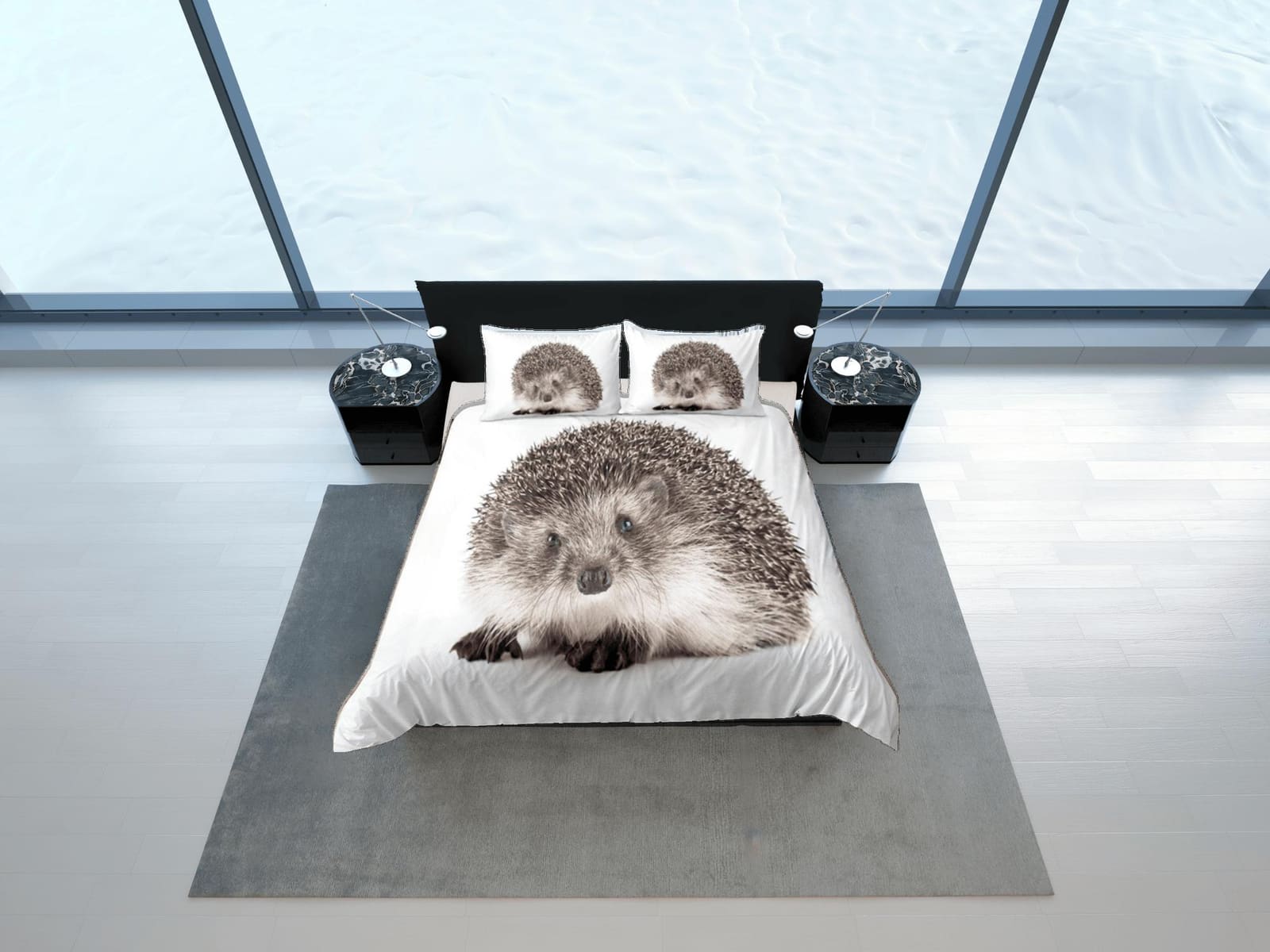 Porcupine Duvet Cover Set Cute Bedspread Dorm Bedding Set with Pillowcase, King Duvet Cover Full, Queen Duvet Comforter Be…