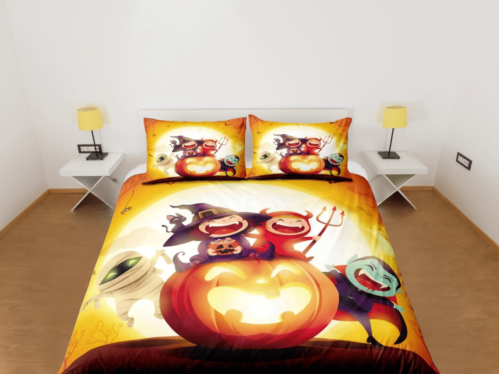 Pumpkin, dracula, vampire halloween bedding & pillowcase, gothic duvet cover, dorm bedding, goth decor toddler bedding, ha…