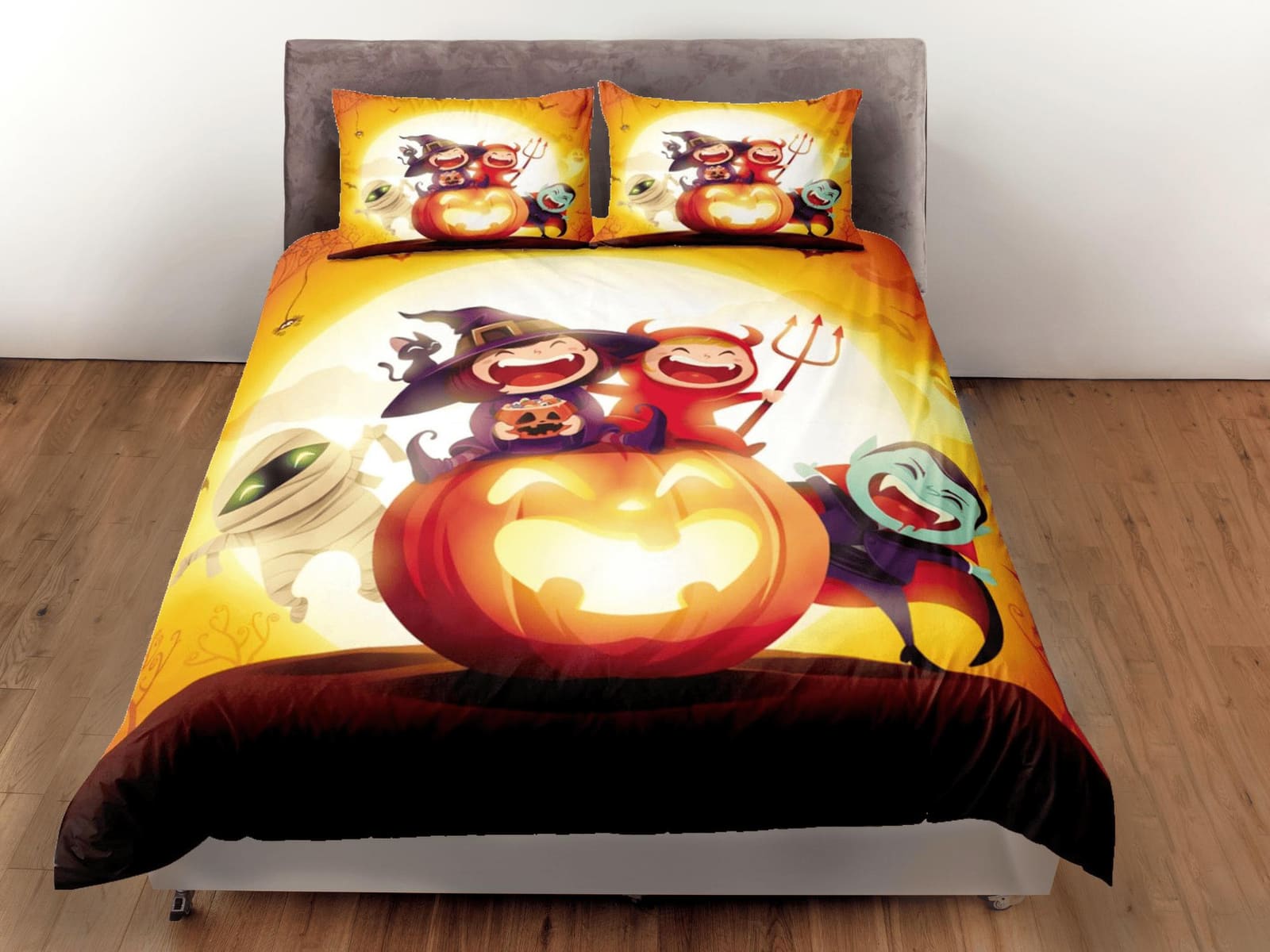 Pumpkin, dracula, vampire halloween bedding & pillowcase, gothic duvet cover, dorm bedding, goth decor toddler bedding, ha…