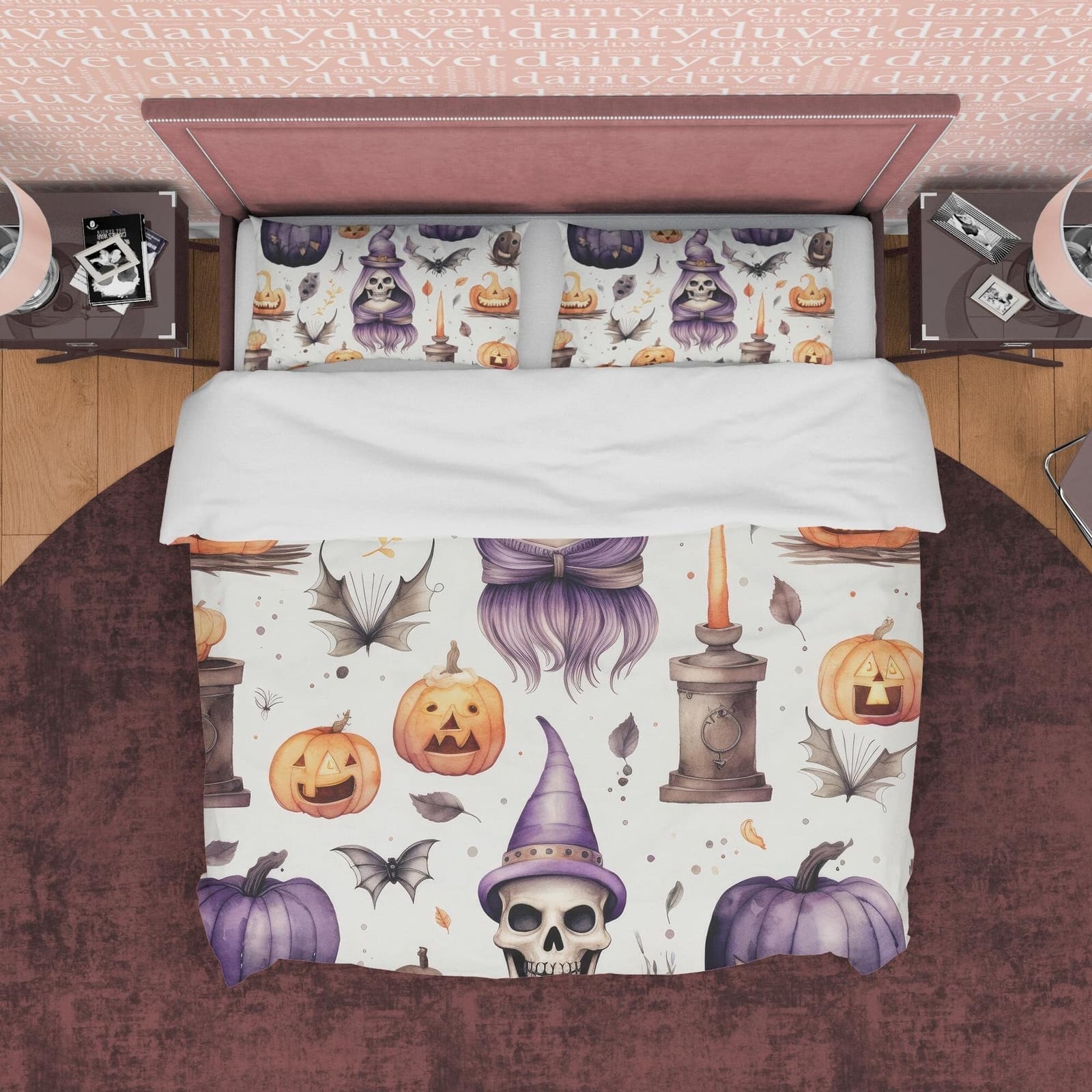 Pumpkin Duvet Cover Set Retro Aesthetic Bedding, Halloween Room Decor, Spooky Bedspread, Autumn Quilt Cover, White Zipper…