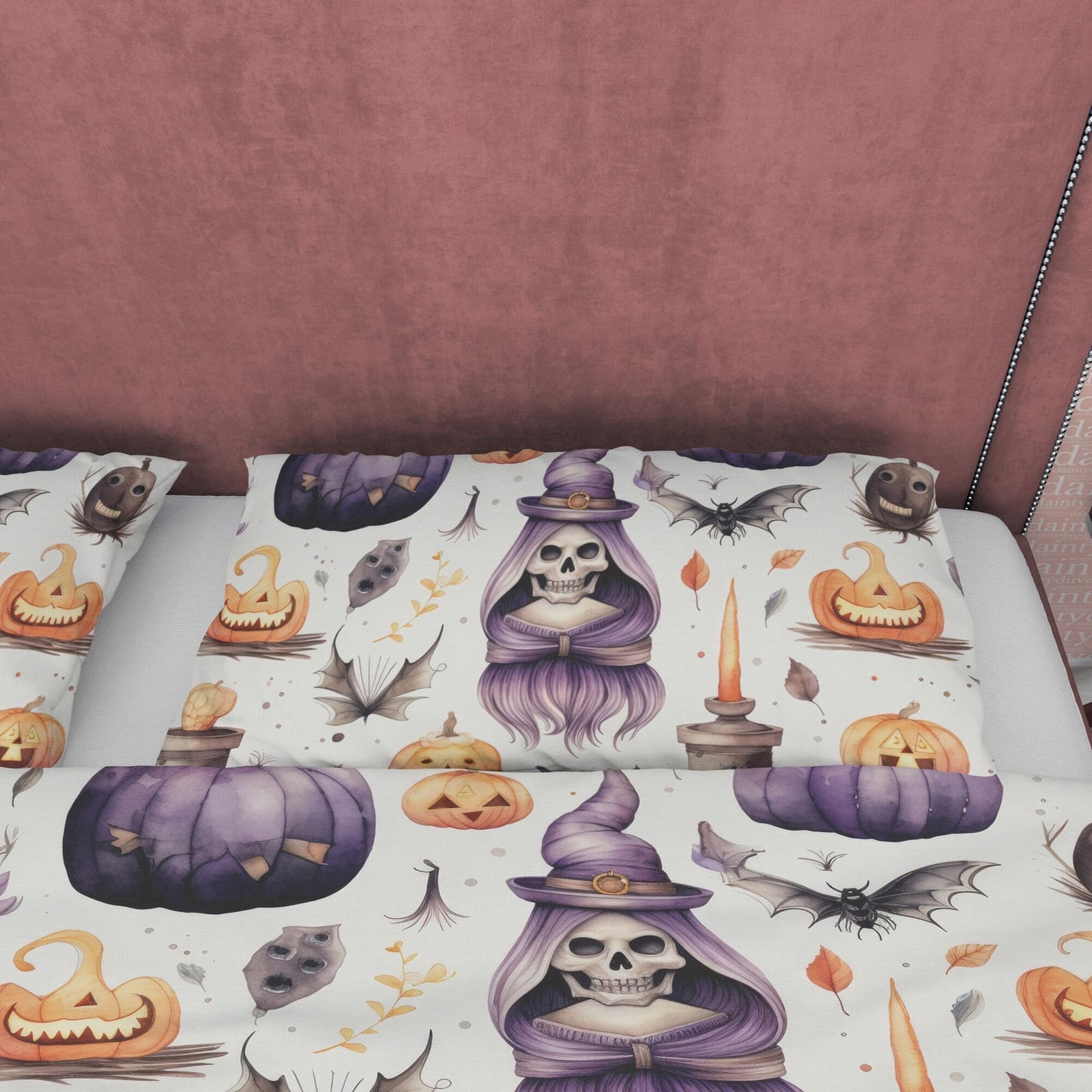 Pumpkin Duvet Cover Set Retro Aesthetic Bedding, Halloween Room Decor, Spooky Bedspread, Autumn Quilt Cover, White Zipper…