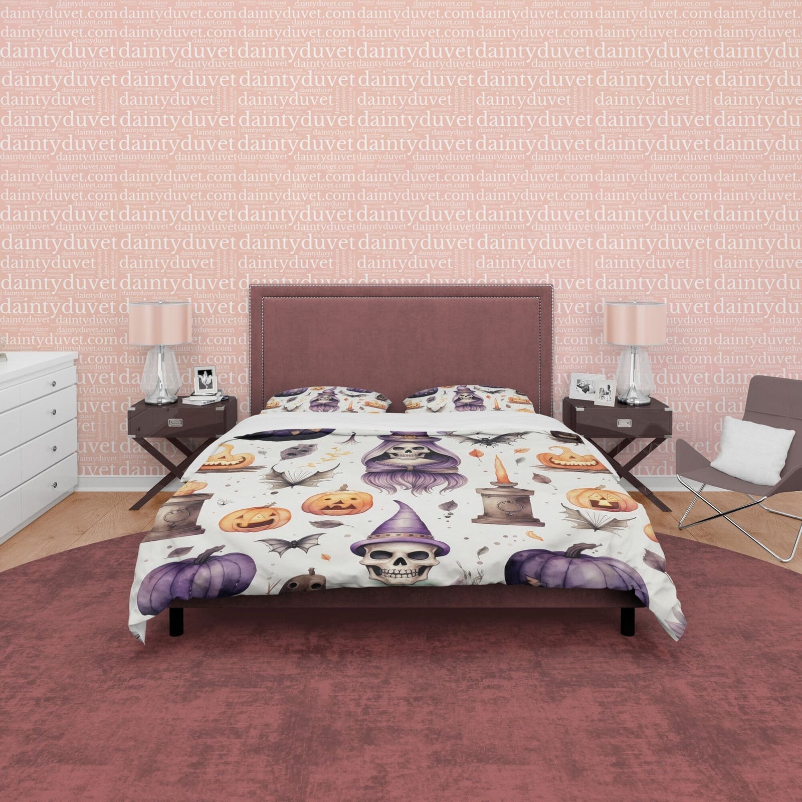 Pumpkin Duvet Cover Set Retro Aesthetic Bedding, Halloween Room Decor, Spooky Bedspread, Autumn Quilt Cover, White Zipper…