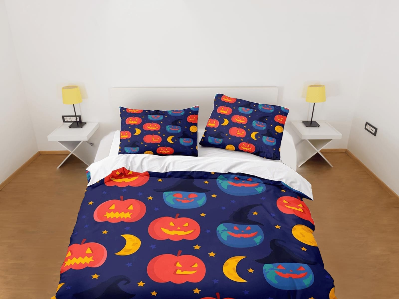 Pumpkins at night halloween bedding & pillowcase, duvet cover set dorm bedding, halloween decor, nursery toddler bedding,…
