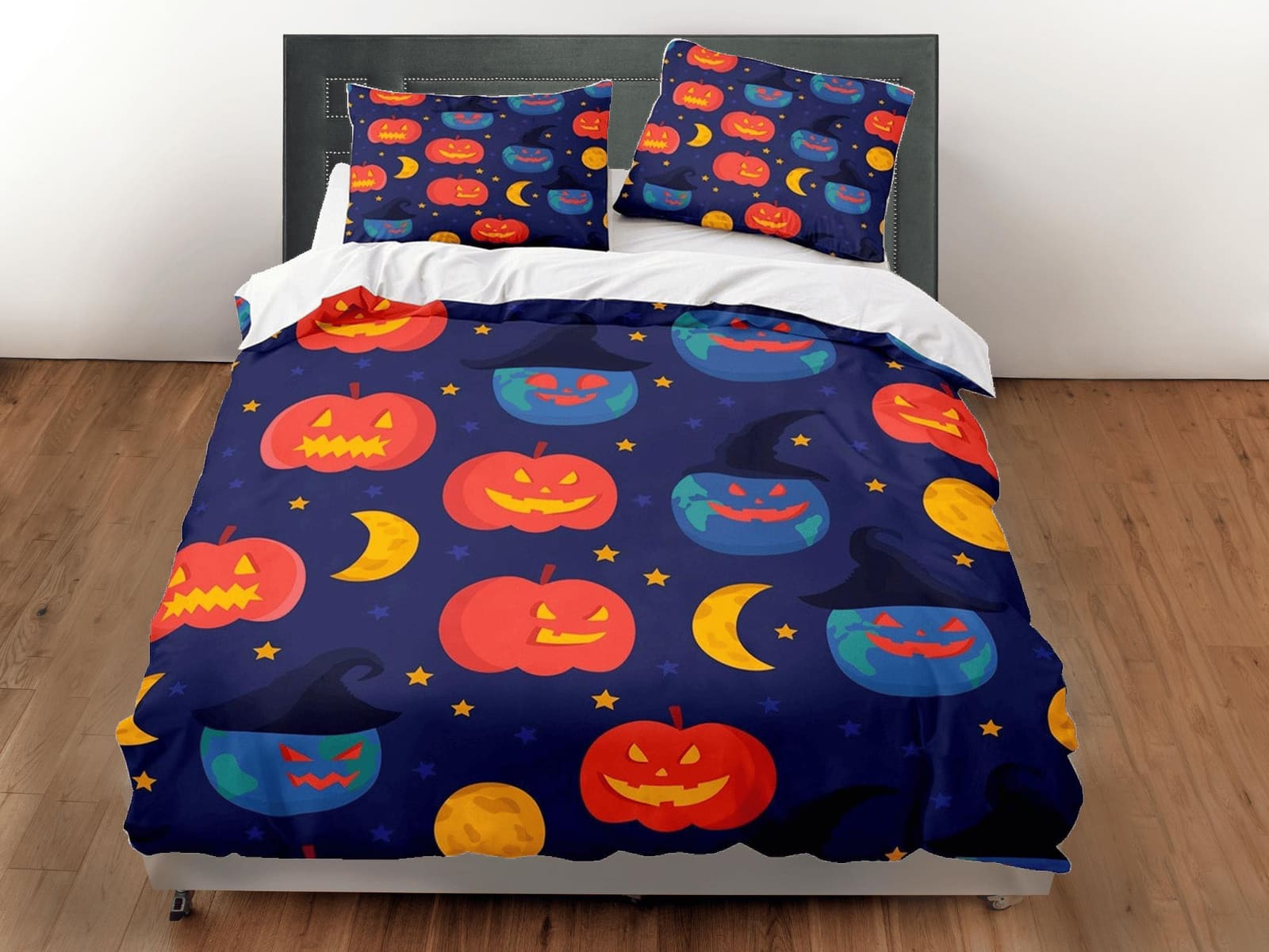 Pumpkins at night halloween bedding & pillowcase, duvet cover set dorm bedding, halloween decor, nursery toddler bedding,…