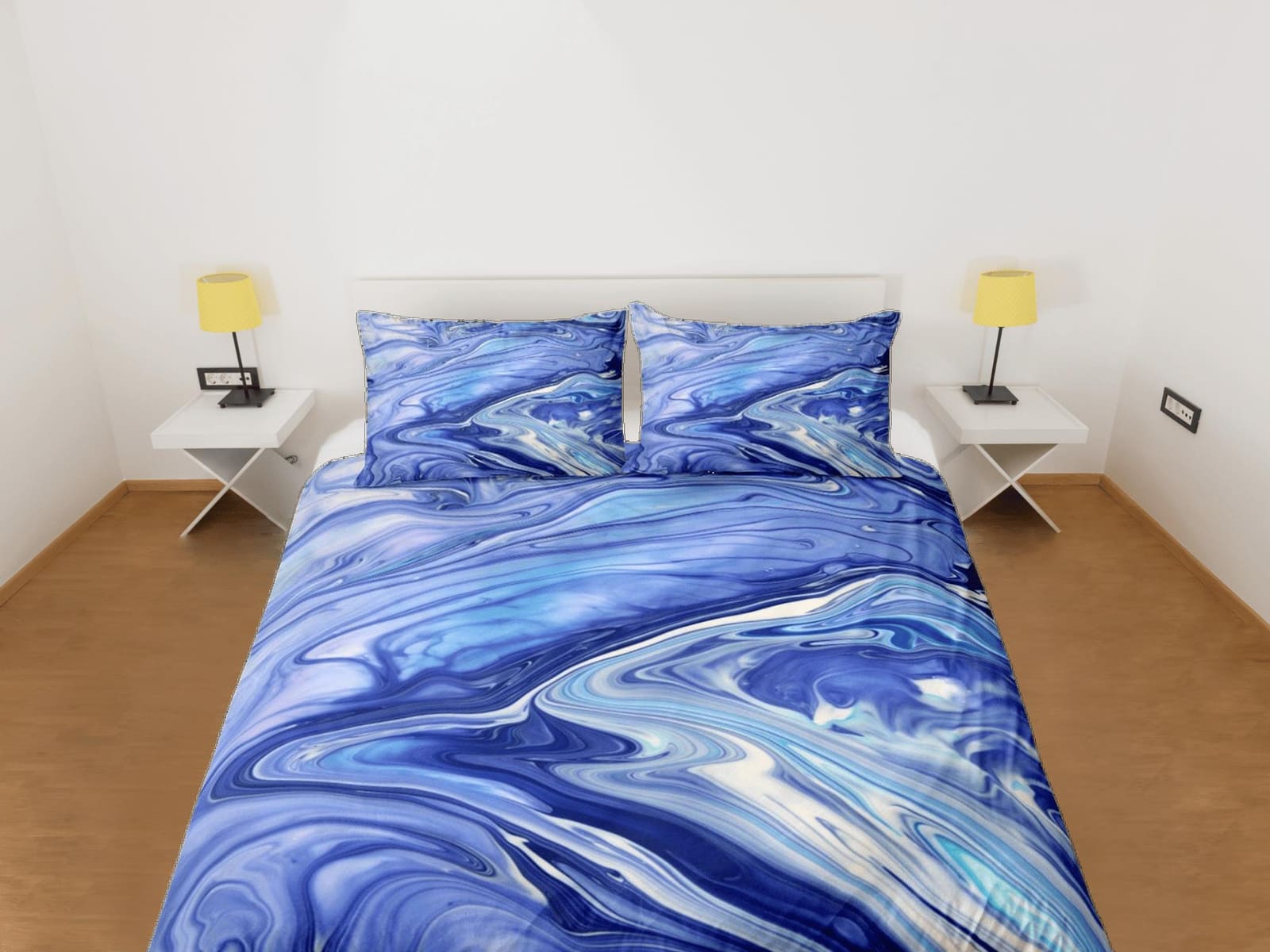 Purple blue marble bedding contemporary bedroom set aesthetic duvet cover, abstract art room decor boho chic bedding set f…