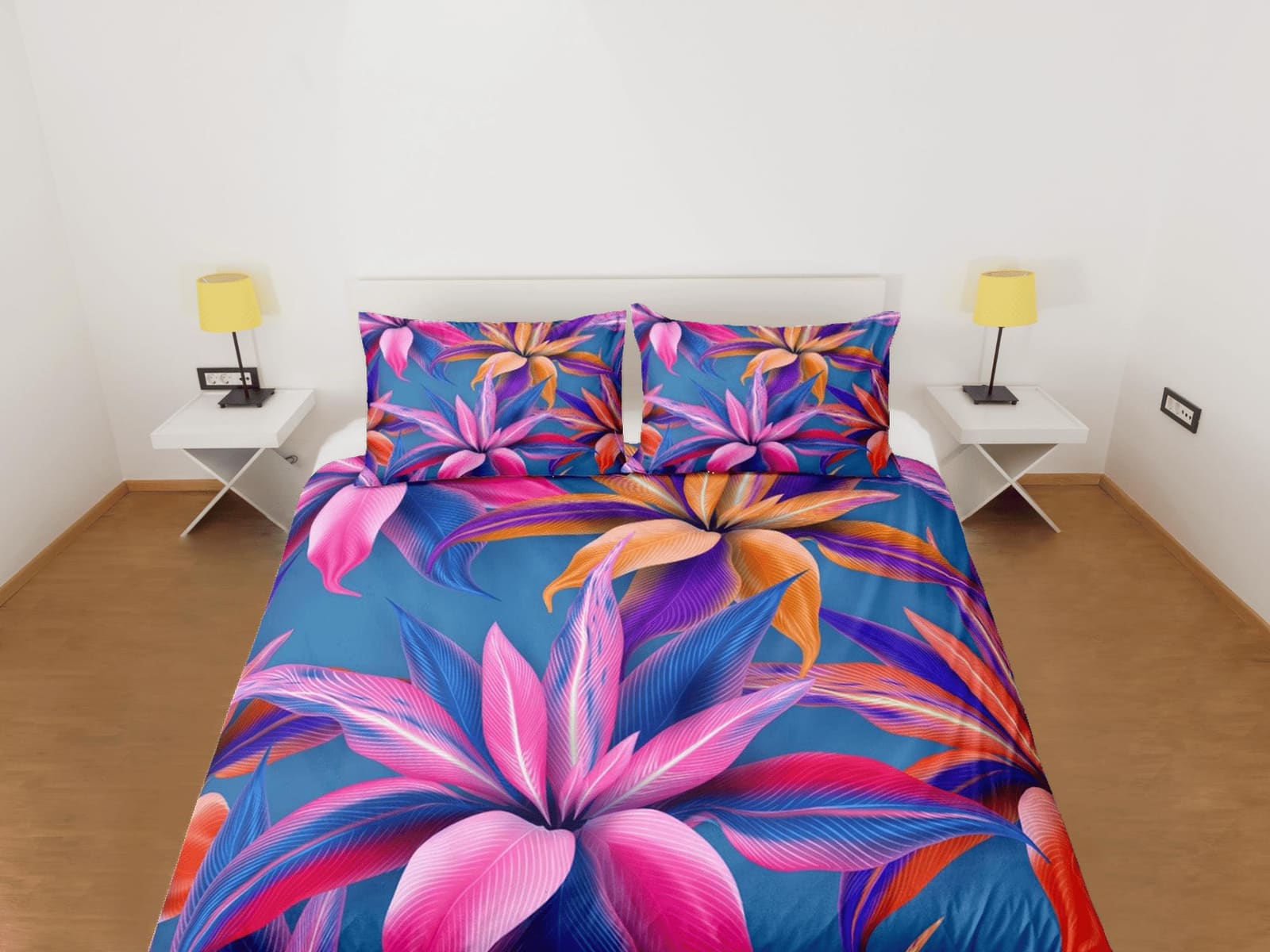 Purple floral bedding, luxury duvet cover queen, king, boho duvet, designer bedding, aesthetic bedding, maximalist full si…