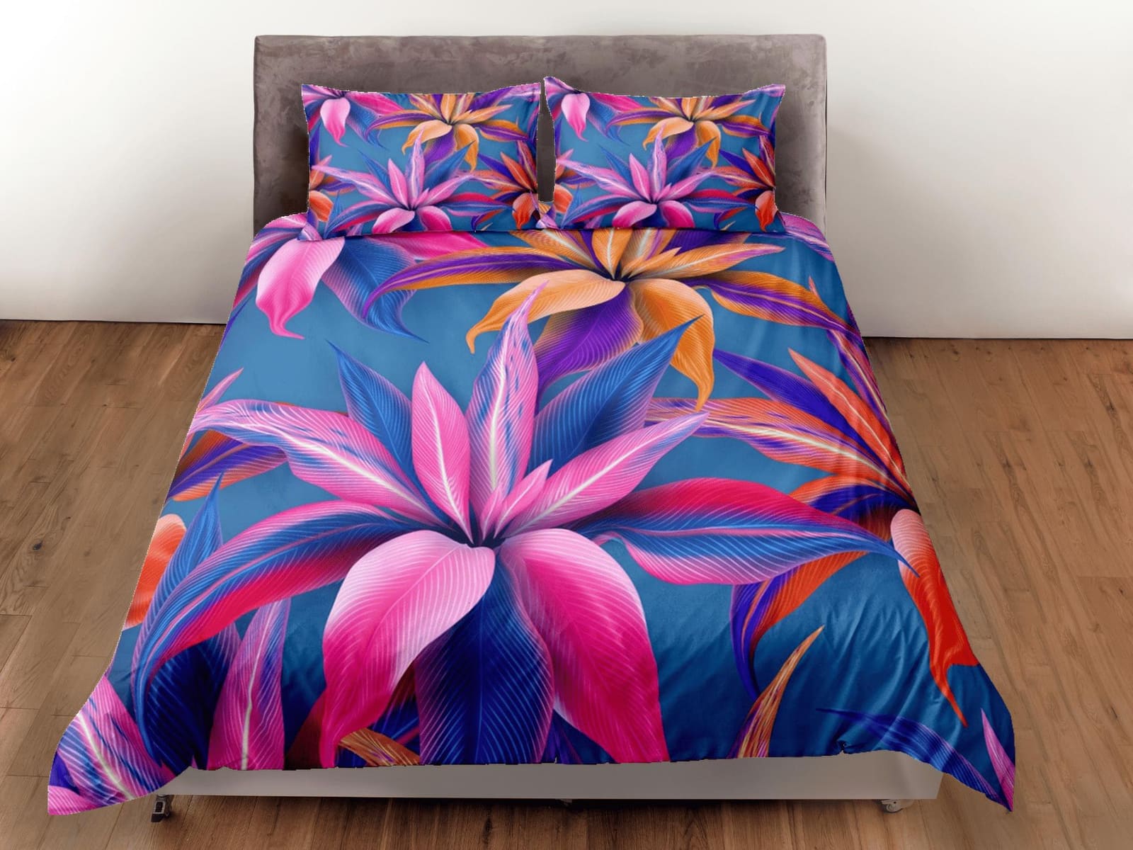 Purple floral bedding, luxury duvet cover queen, king, boho duvet, designer bedding, aesthetic bedding, maximalist full si…