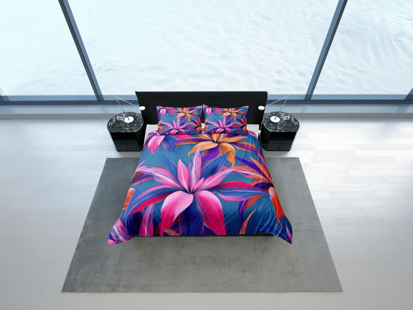 Purple floral bedding, luxury duvet cover queen, king, boho duvet, designer bedding, aesthetic bedding, maximalist full si…