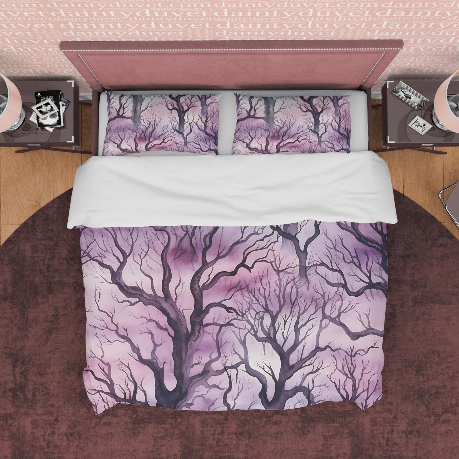 Purple Sky, Winter Enchanted Forest Themed Halloween Duvet Cover Set, Aesthetic Bedding, Spooky Room Decor, US, European,…