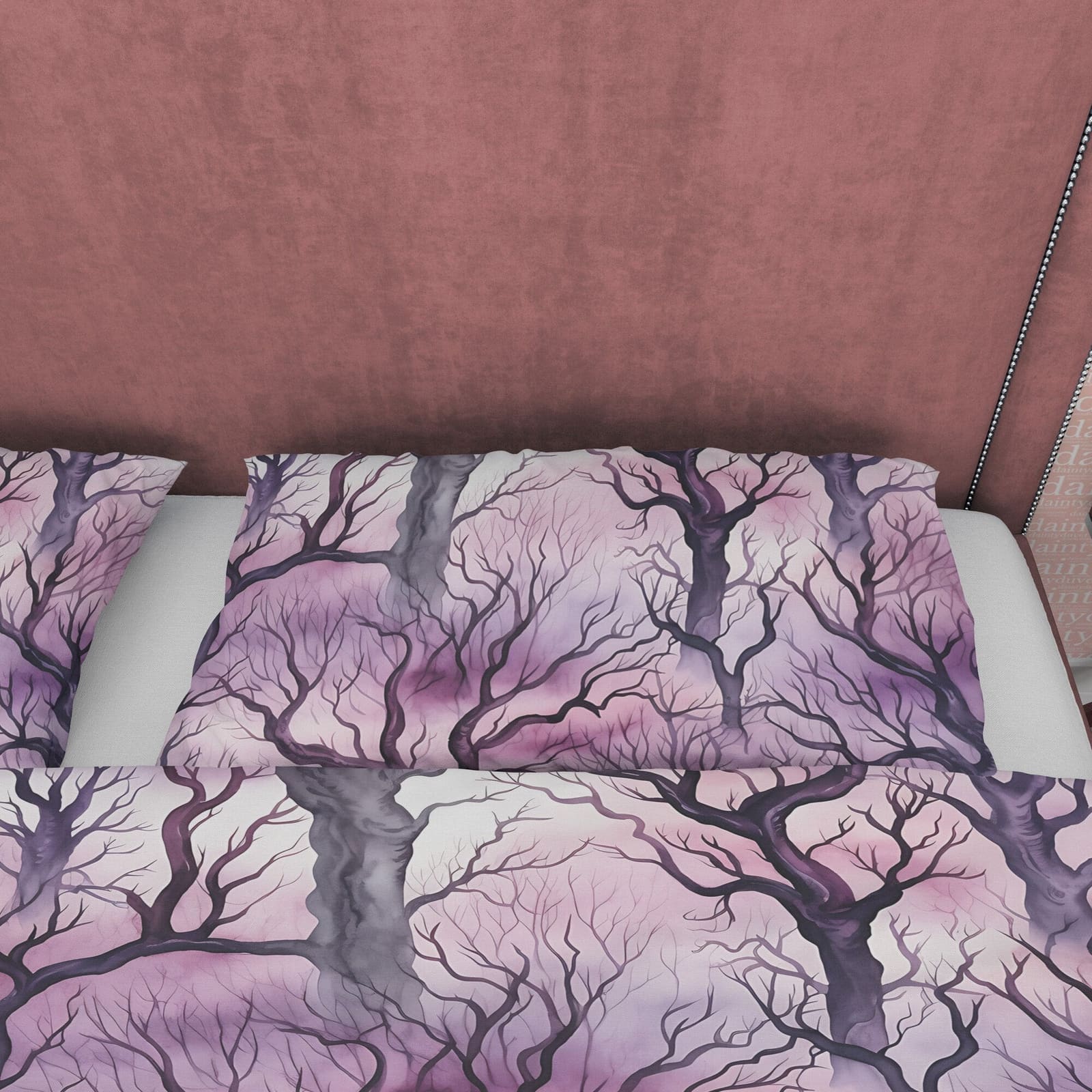 Purple Sky, Winter Enchanted Forest Themed Halloween Duvet Cover Set, Aesthetic Bedding, Spooky Room Decor, US, European,…
