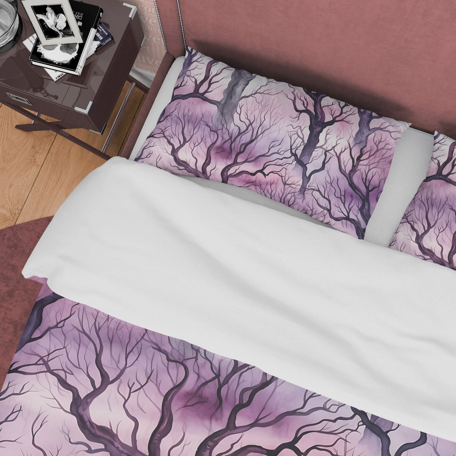 Purple Sky, Winter Enchanted Forest Themed Halloween Duvet Cover Set, Aesthetic Bedding, Spooky Room Decor, US, European,…