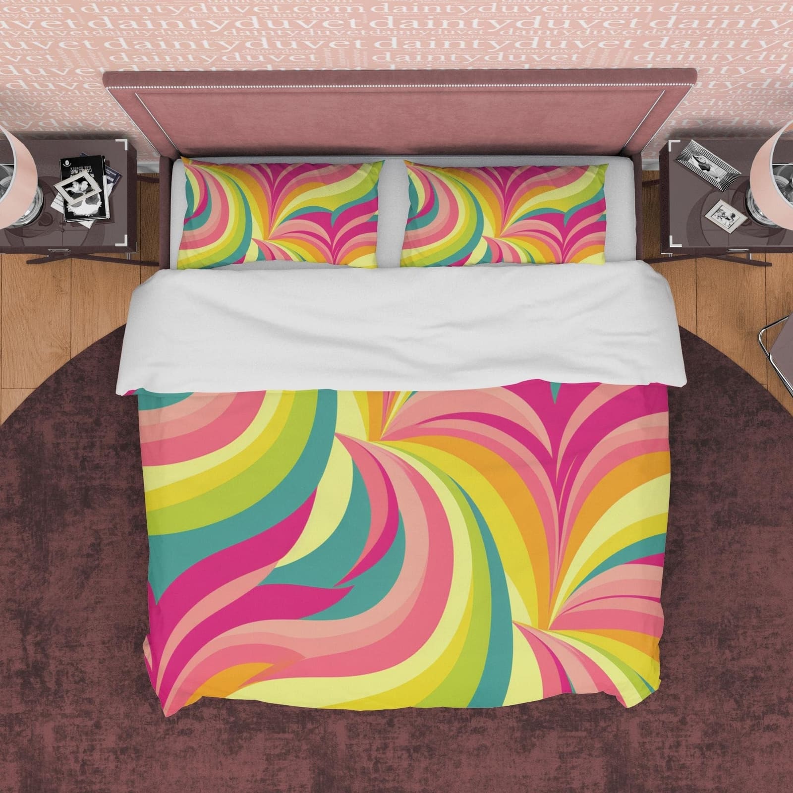 Rainbow Boho Bedding Colorful Duvet Cover Bohemian Bedroom Set, Floral Quilt Cover, Aesthetic Bedspread, Bright Color Uniq…