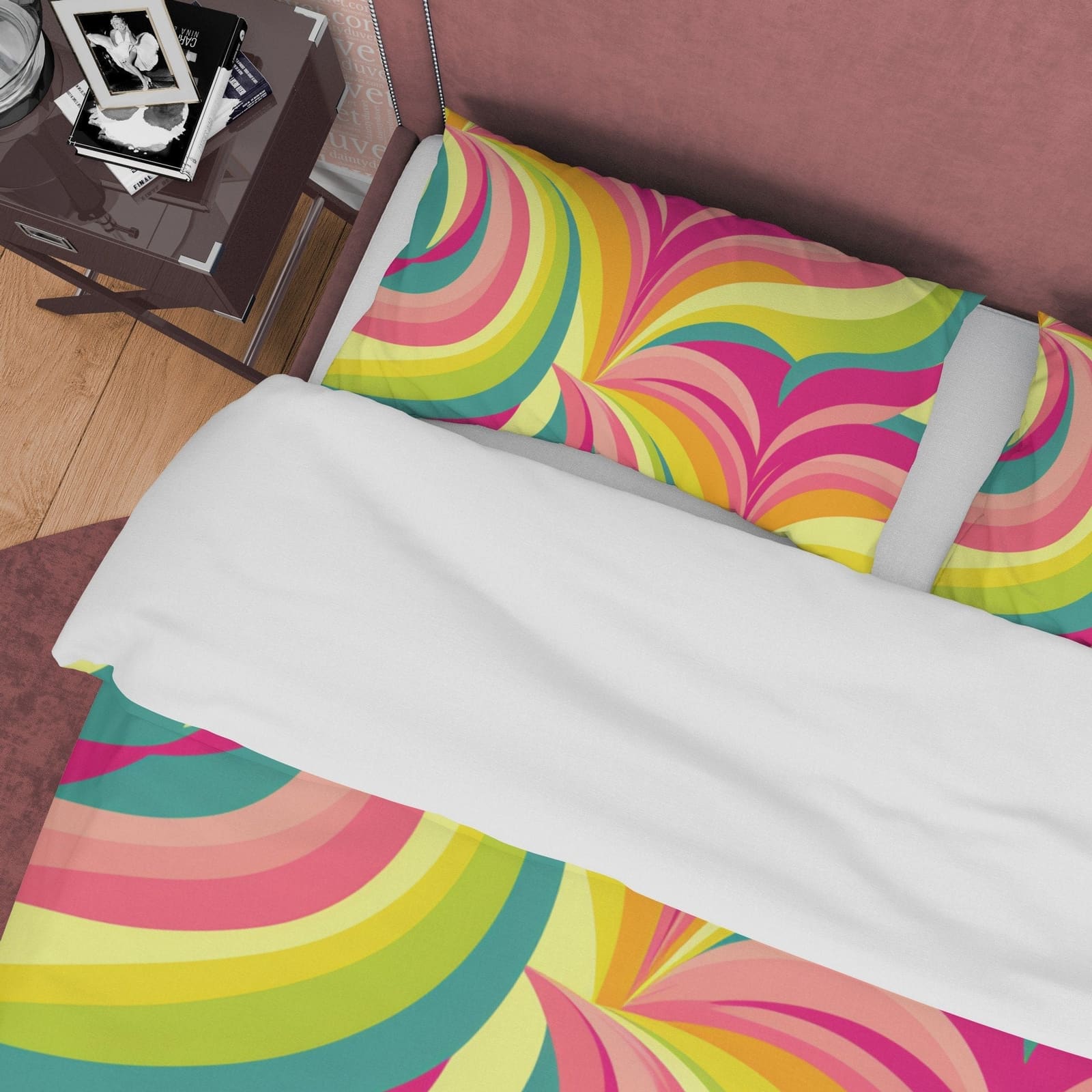 Rainbow Boho Bedding Colorful Duvet Cover Bohemian Bedroom Set, Floral Quilt Cover, Aesthetic Bedspread, Bright Color Uniq…