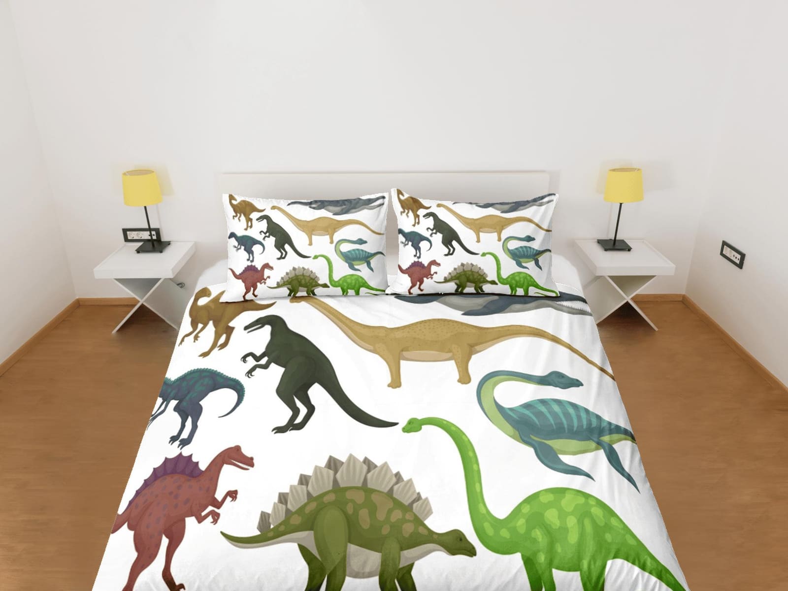 Random dinosaur bedding, kids bedding full, crib duvet cover, dinosaur nursery bed decor, colorful bedding, baby dinosaur,…