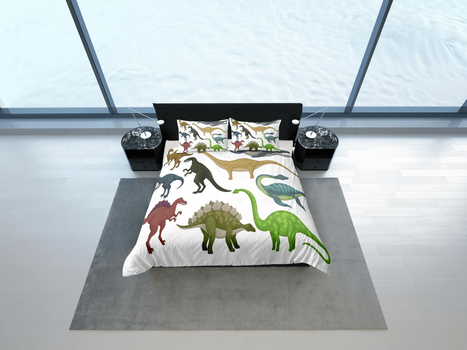 Random dinosaur bedding, kids bedding full, crib duvet cover, dinosaur nursery bed decor, colorful bedding, baby dinosaur,…