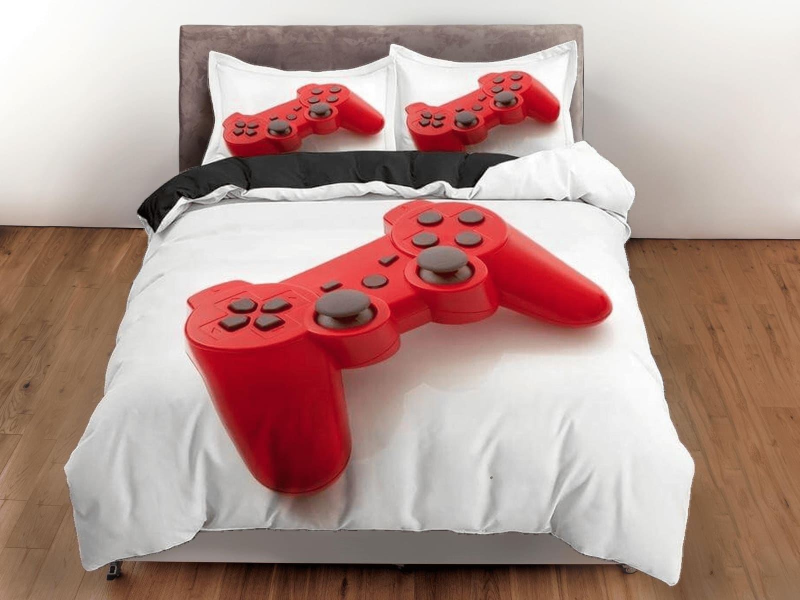 Red controller gamer bedding duvet cover, video gamer boyfriend gift bedding set full king queen twin, boys bedroom, colle…