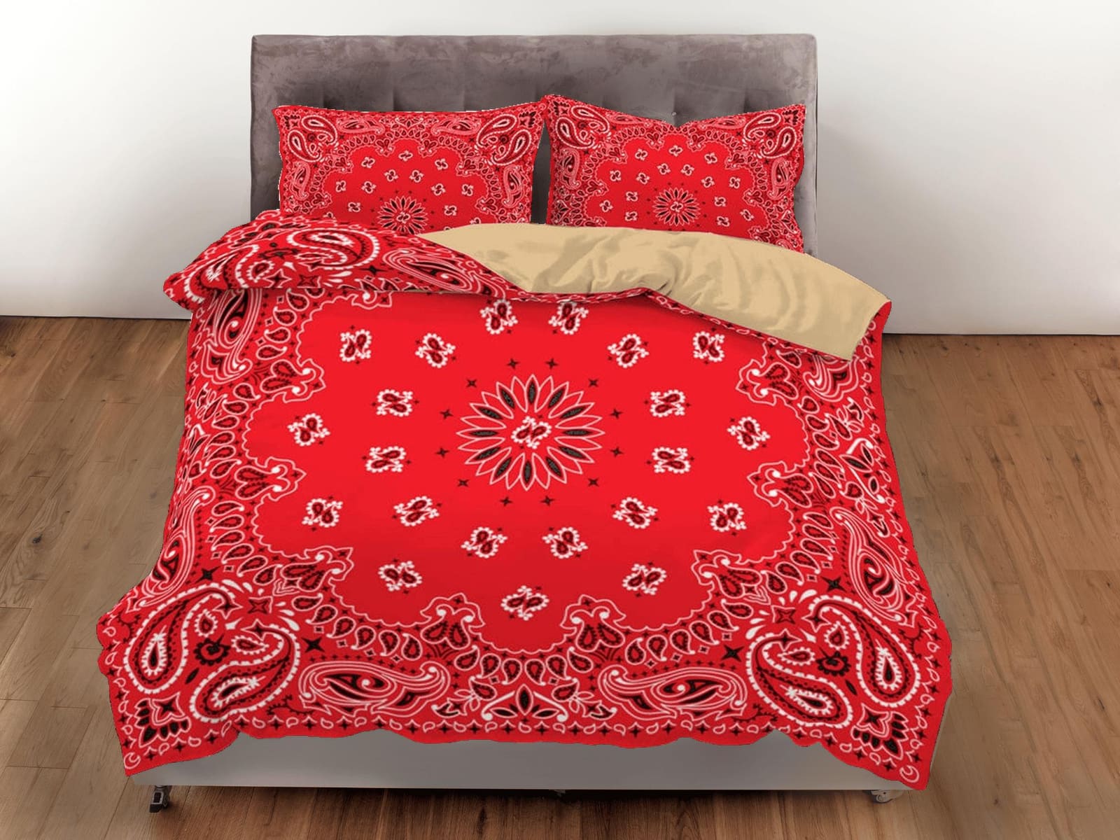 Red Paisley Bandana Inspired Duvet Cover Set Bedspread, Dorm Bedding & Pillowcase