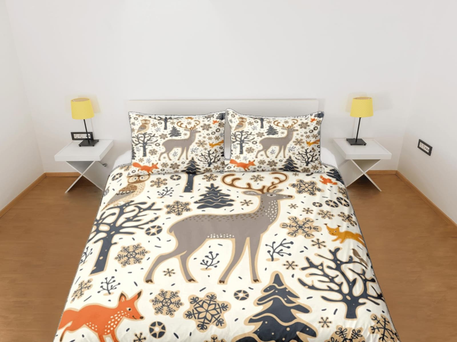 Reindeer Duvet Cover Set Cute Bedspread, Christmas Dorm Bedding & Pillowcase, King Duvet Cover Full, Queen Comforter Cover…