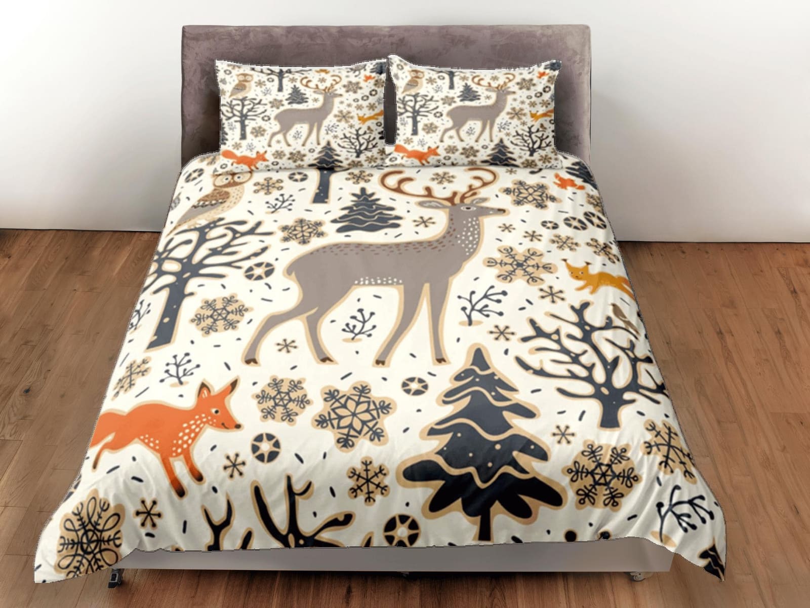 Reindeer Duvet Cover Set Cute Bedspread, Christmas Dorm Bedding & Pillowcase, King Duvet Cover Full, Queen Comforter Cover…